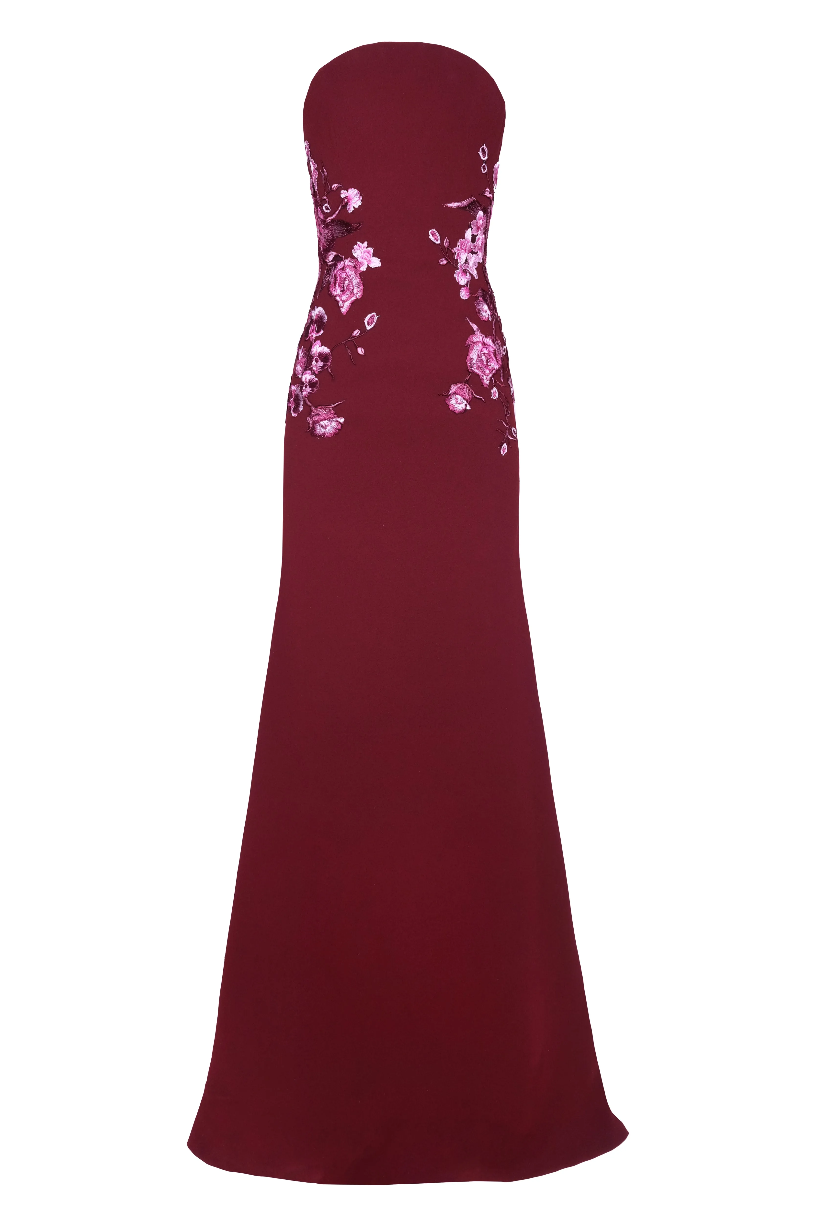 CREPE FLORAL APPLIQUE STRAPLESS FIT-AND-FLARE GOWN sold by Naeem Khan product image thumbnail 2