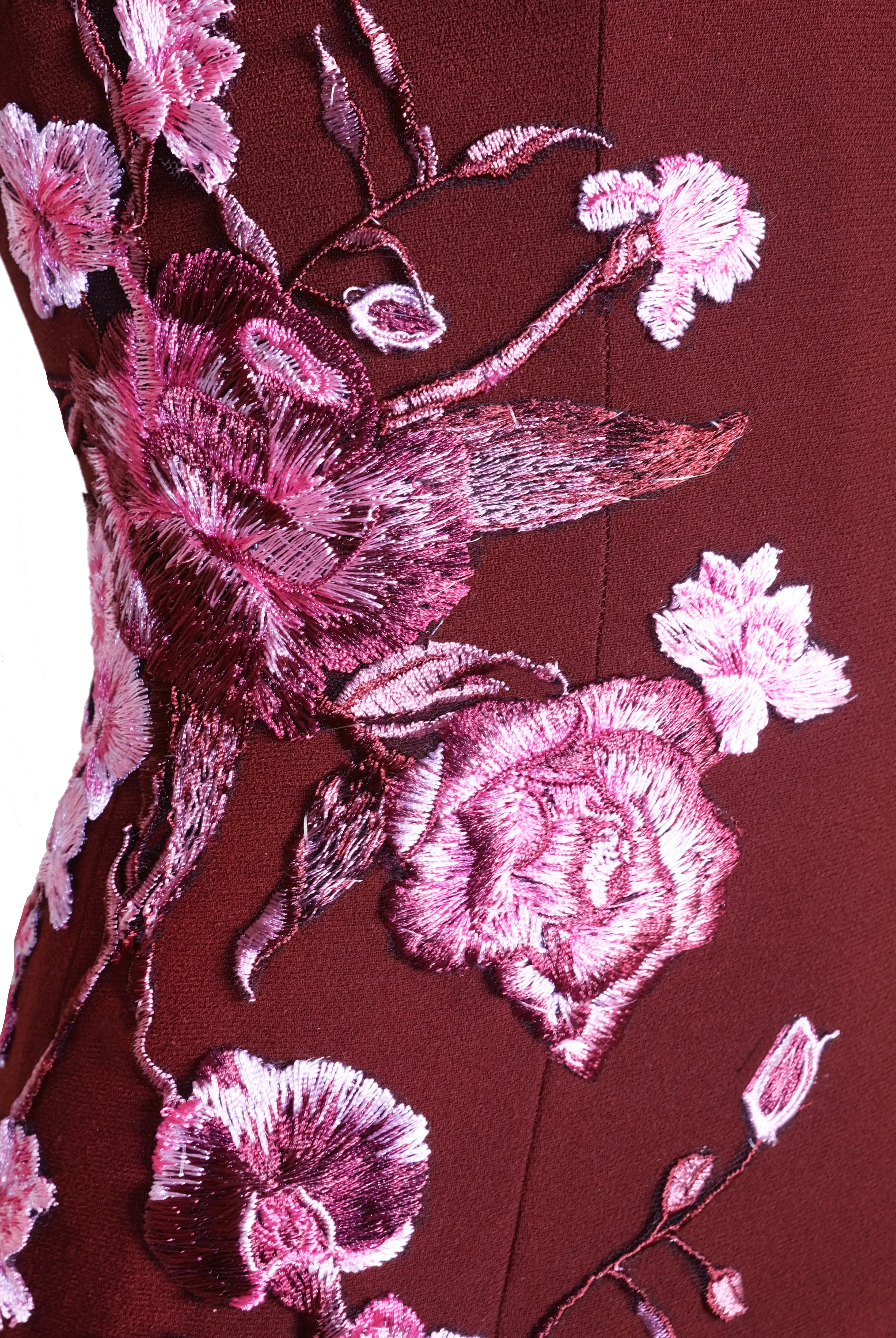 CREPE FLORAL APPLIQUE STRAPLESS FIT-AND-FLARE GOWN sold by Naeem Khan product image thumbnail 4
