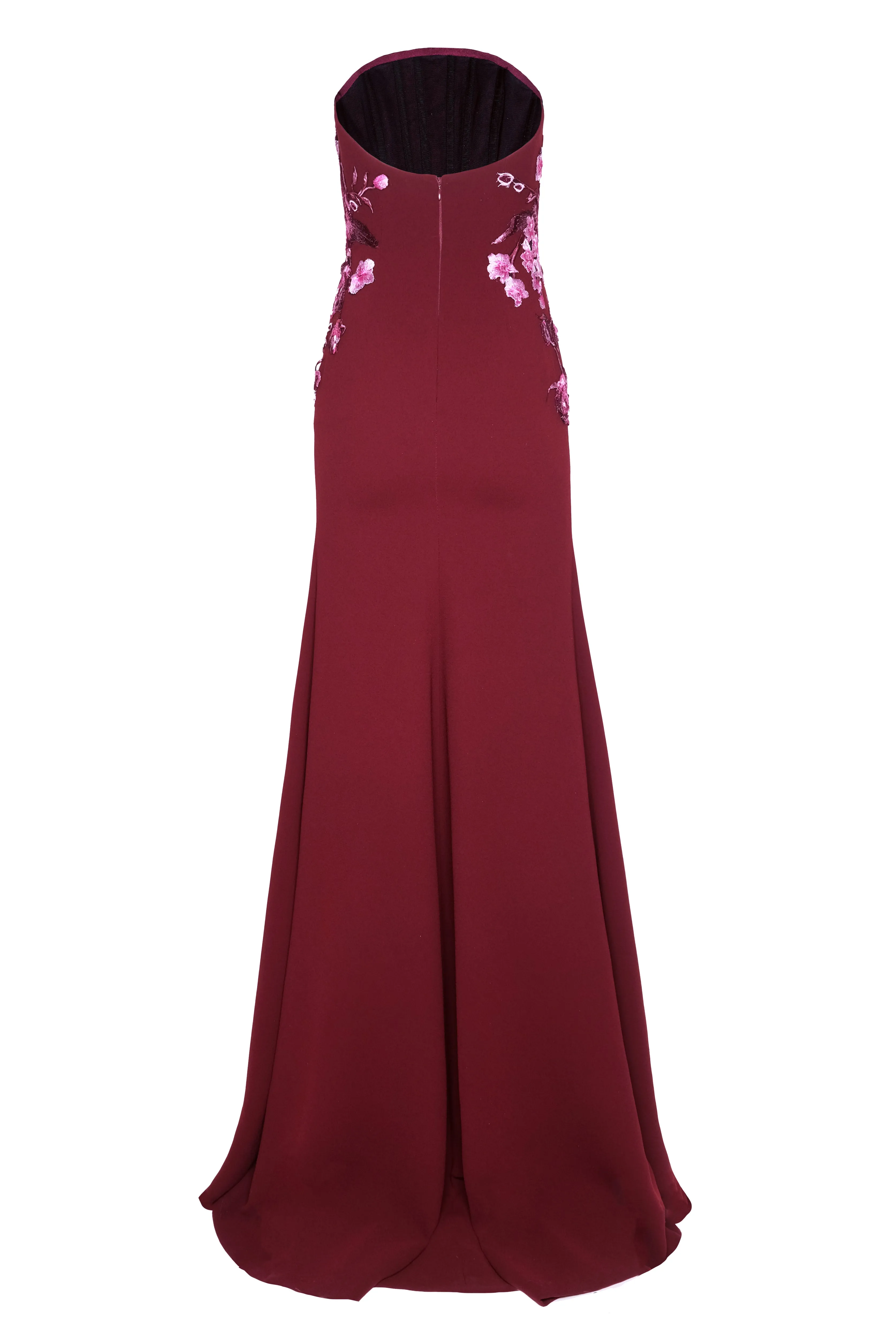 CREPE FLORAL APPLIQUE STRAPLESS FIT-AND-FLARE GOWN sold by Naeem Khan product image thumbnail 3