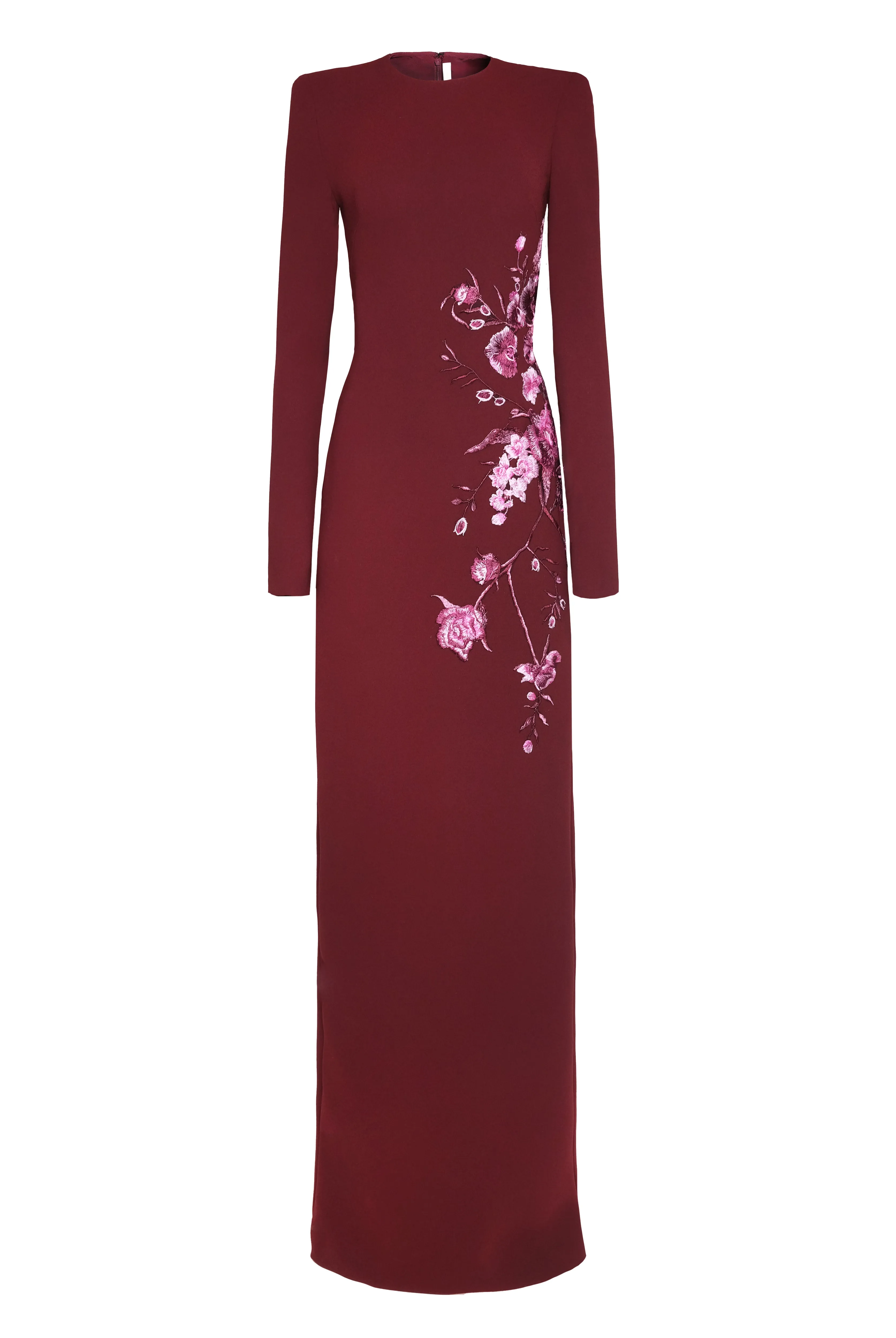 CREPE FLORAL APPLIQUE LONG SLEEVE COLUMN GOWN sold by Naeem Khan product image thumbnail 2