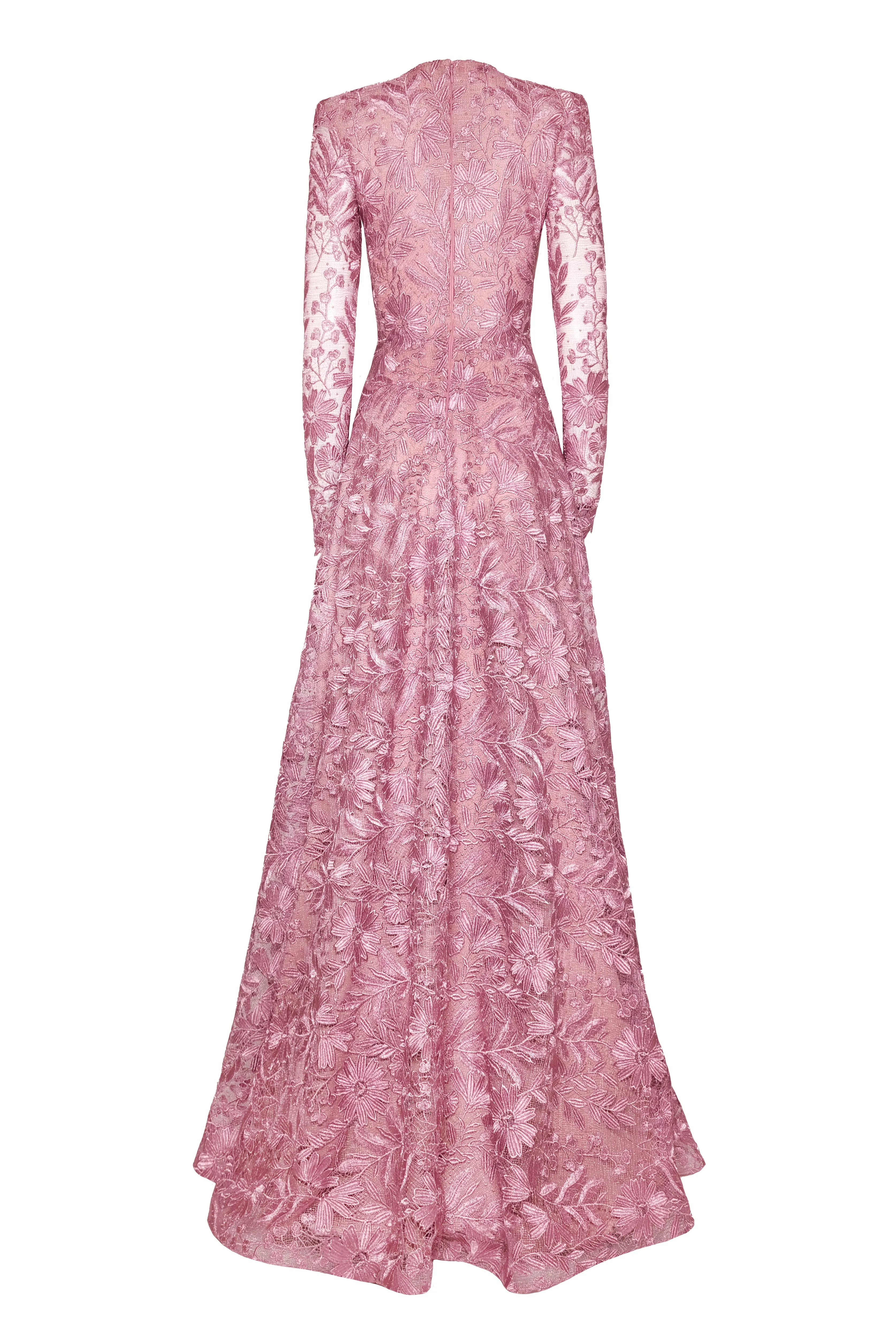 METALLIC LACE LONG SLEEVE GOWN sold by Naeem Khan product image thumbnail 3