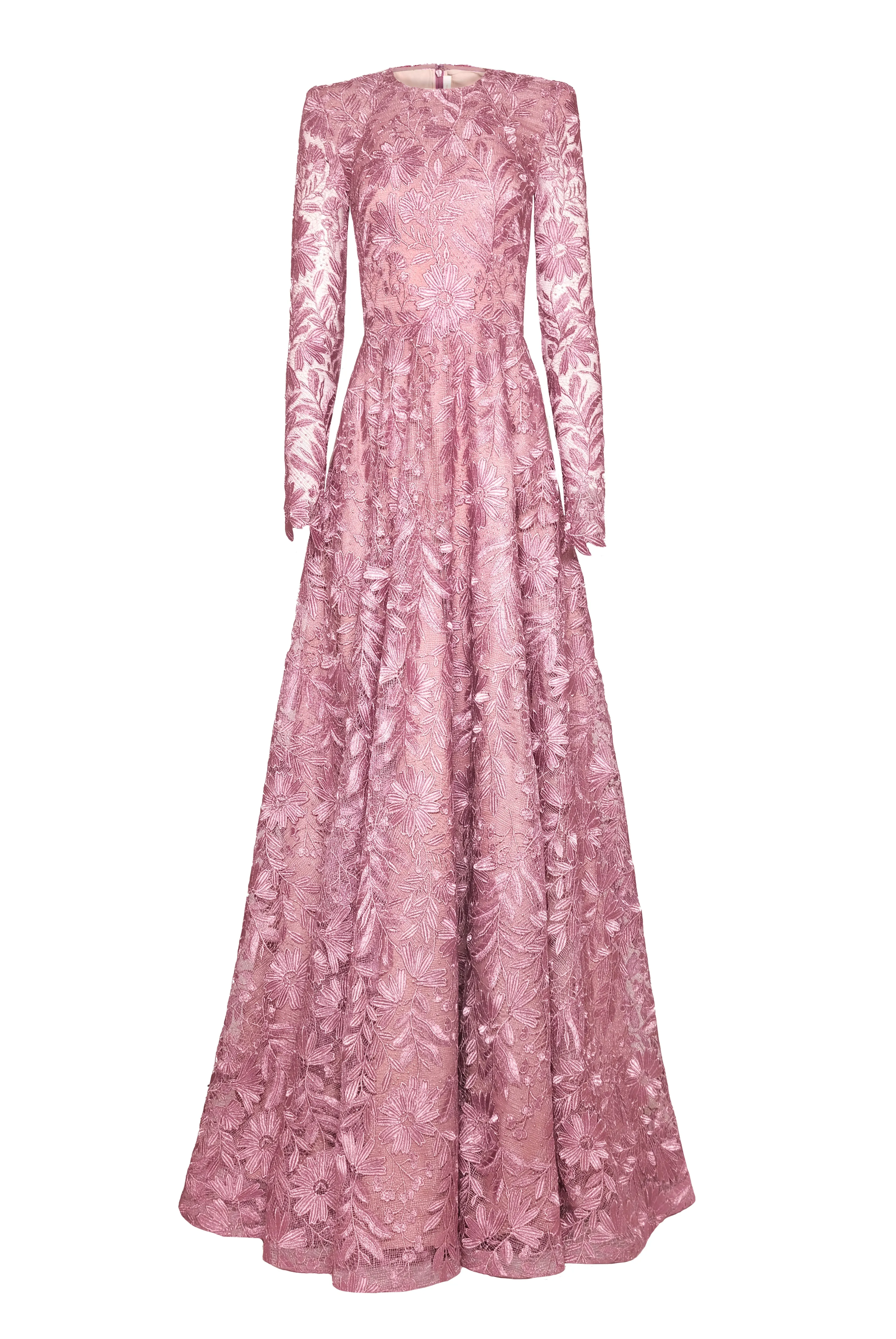 METALLIC LACE LONG SLEEVE GOWN sold by Naeem Khan product image thumbnail 2