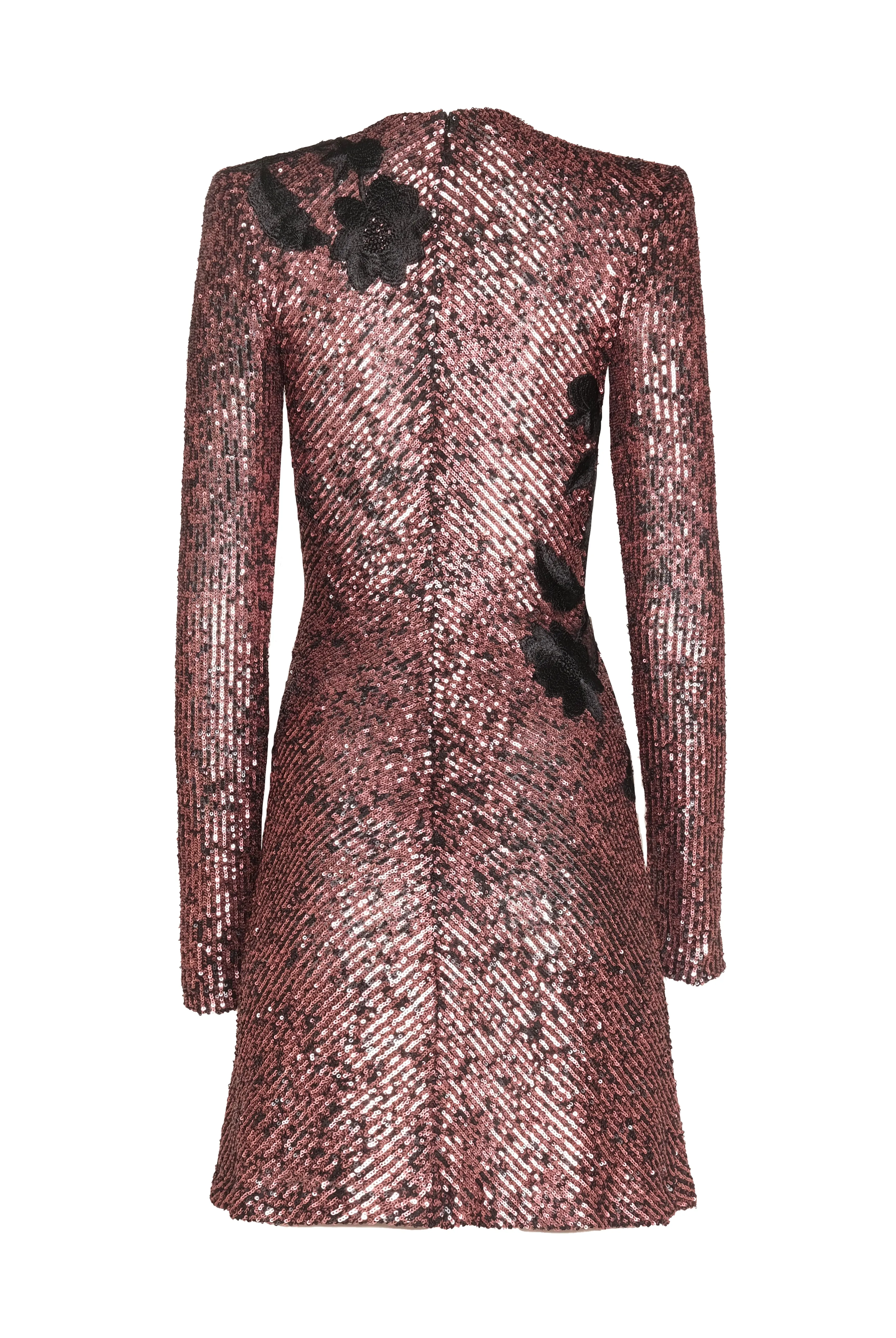 FLORAL APPLIQUE LONG SLEEVE STRETCH SEQUIN DRESS sold by Naeem Khan product image thumbnail 2