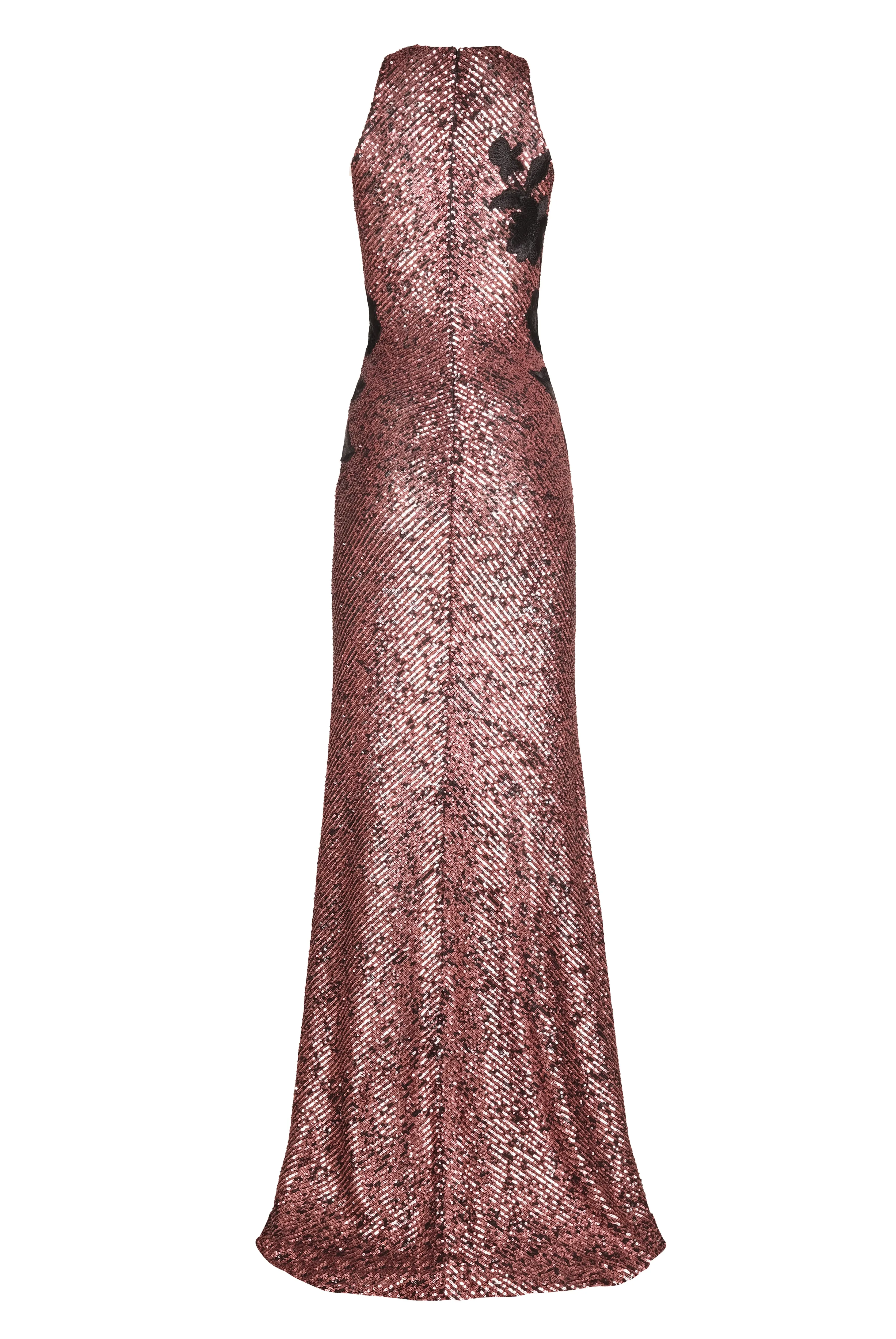 FLORAL APPLIQUE STRETCH SEQUIN HALTER NECK GOWN sold by Naeem Khan product image thumbnail 2