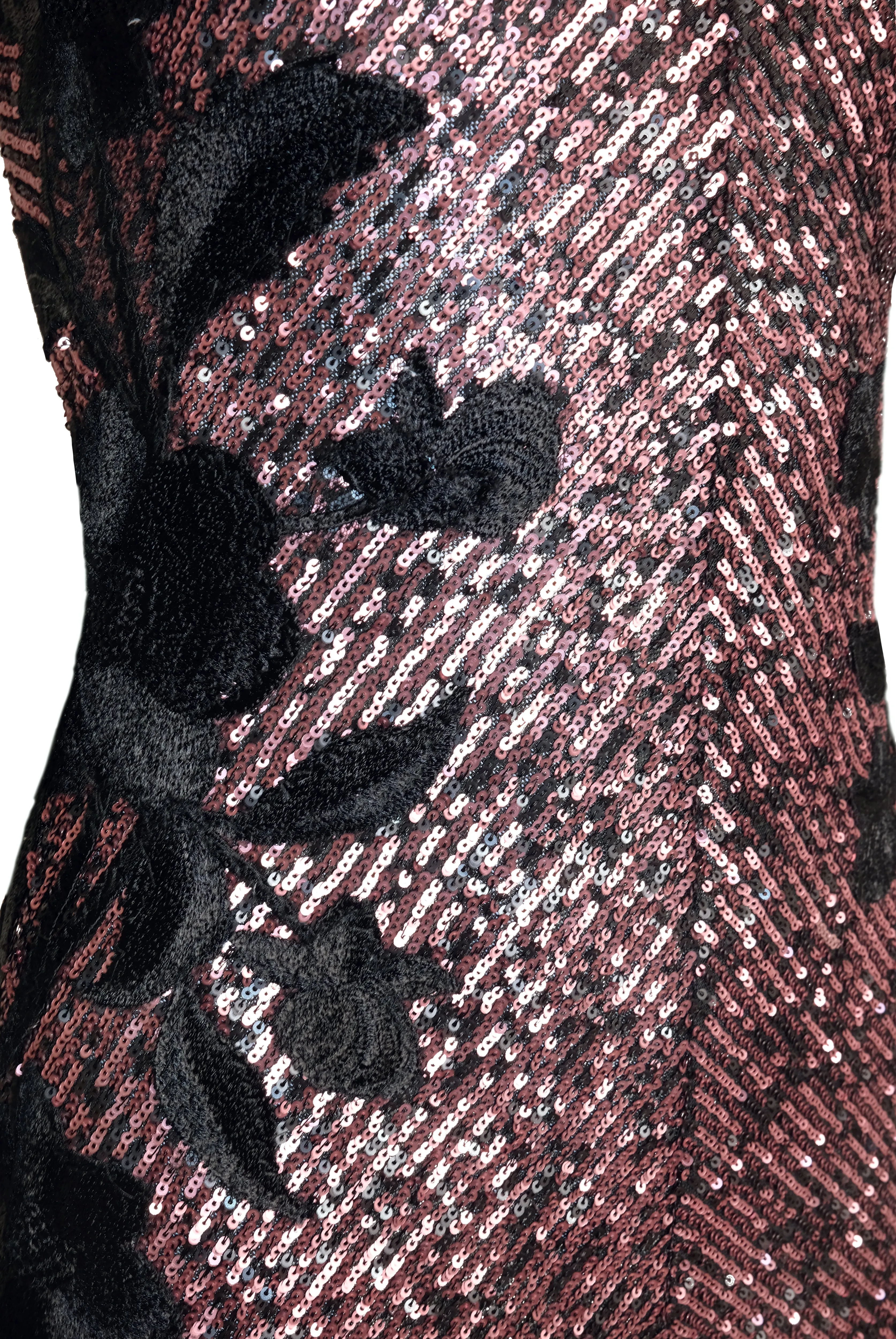 FLORAL APPLIQUE STRETCH SHORT SLEEVES SEQUIN GOWN sold by Naeem Khan product image thumbnail 3