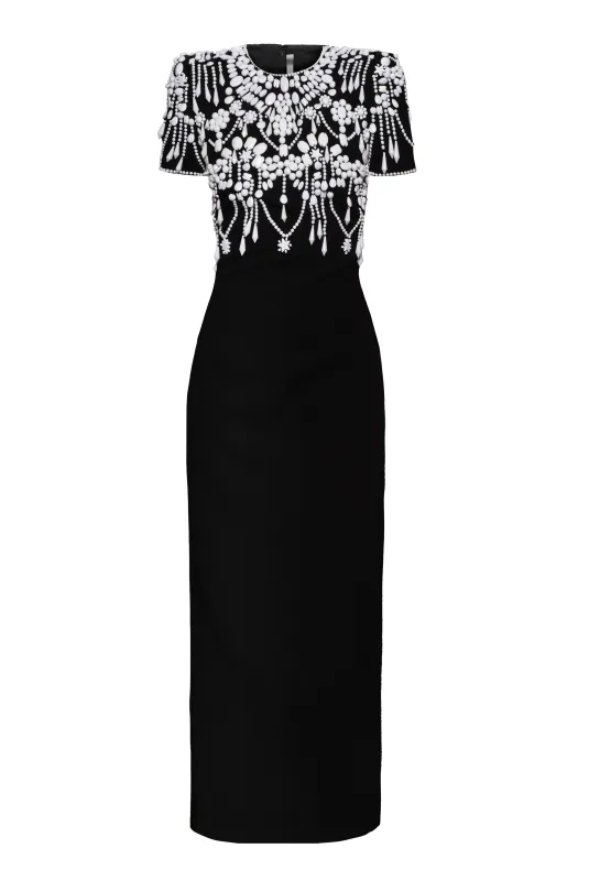 HAND-BEADED CREPE COCKTAIL DRESS made by Naeem Khan