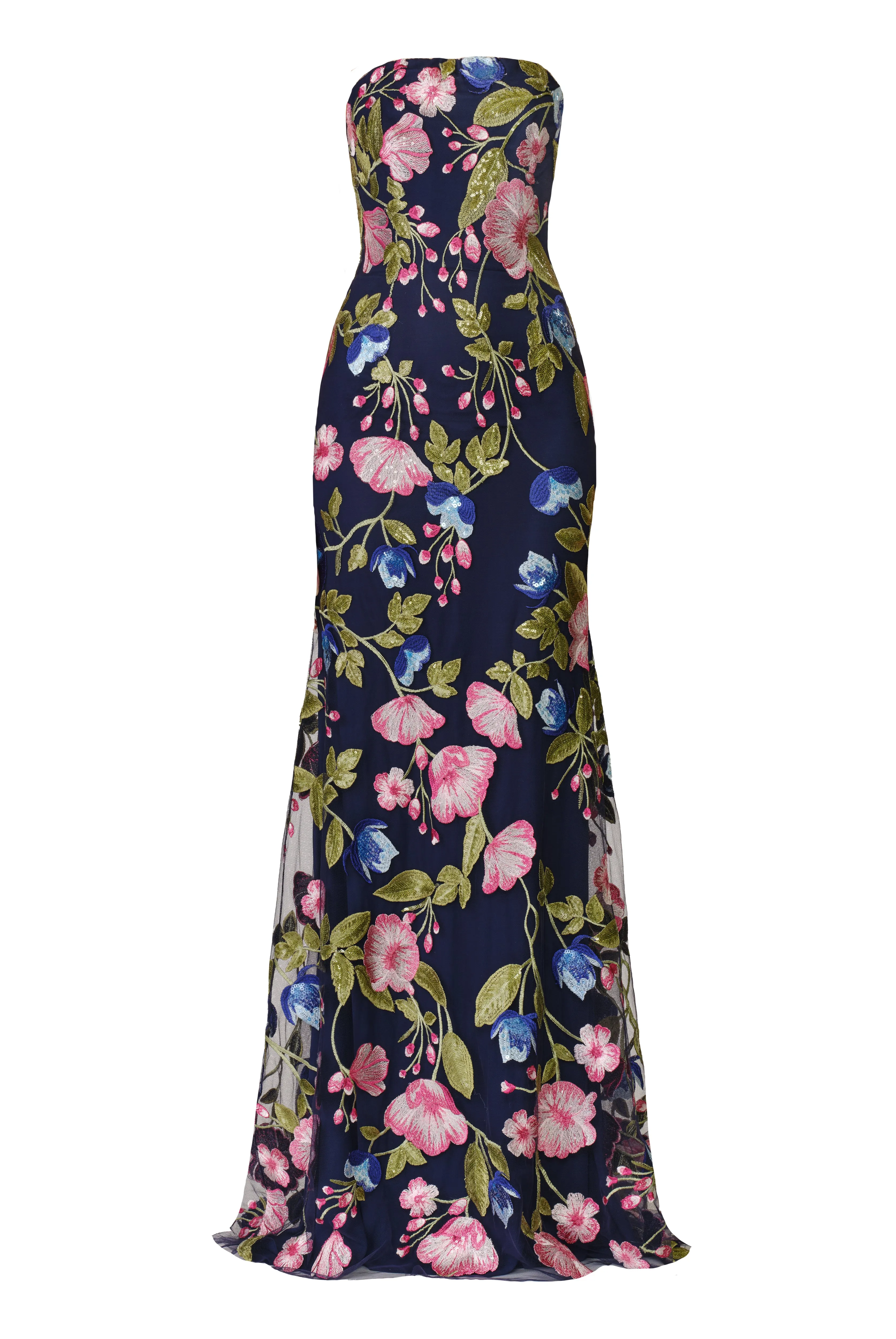 SEQUIN FLORAL LACE STRAPLESS FIT-AND-FLARE GOWN sold by Naeem Khan