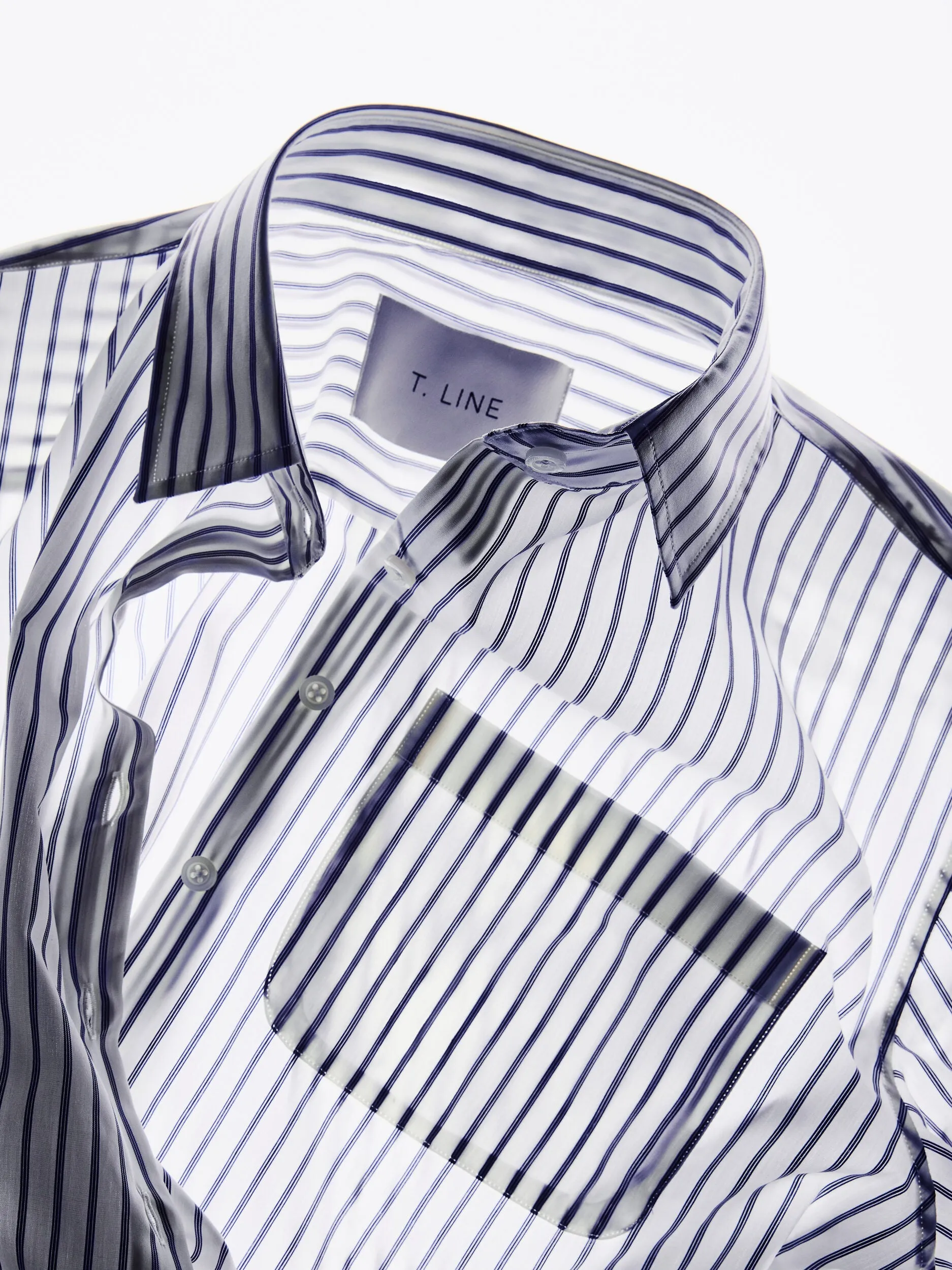 T.Line Coco Cropped Shirt | Navy Triple Stripe sold by Naghedi product image thumbnail 3