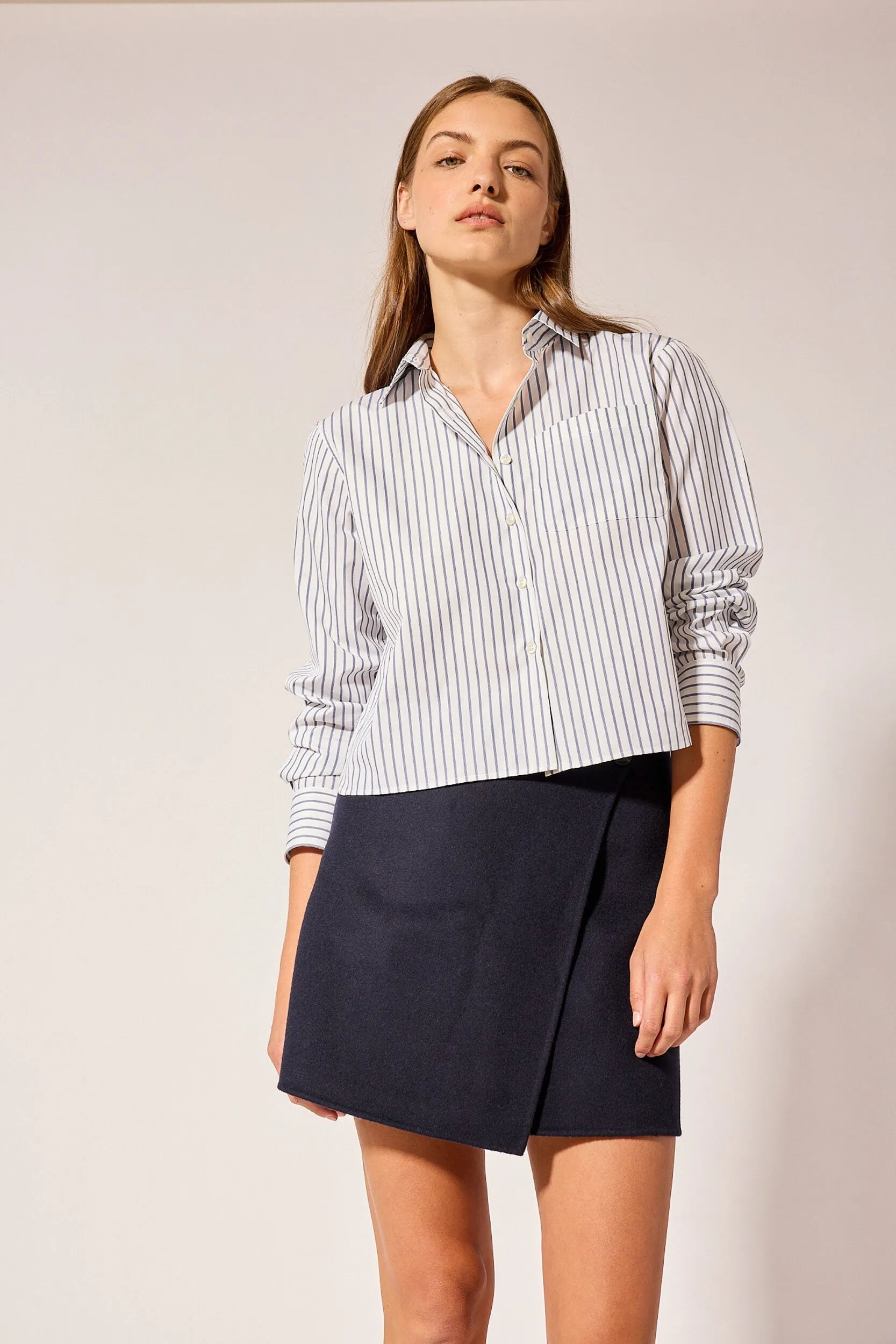 T.Line Coco Cropped Shirt | Navy Triple Stripe sold by Naghedi product image thumbnail 4