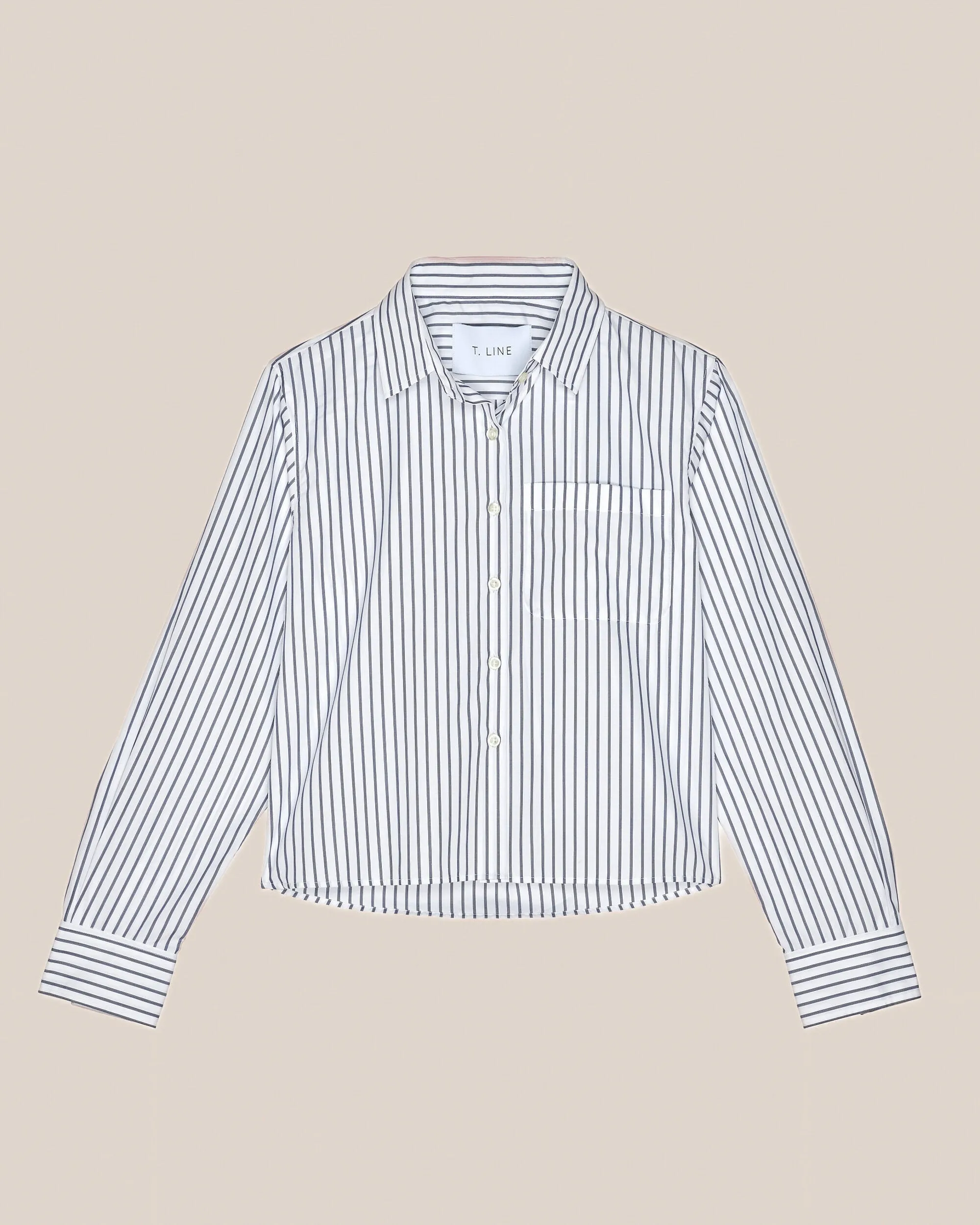 T.Line Coco Cropped Shirt | Navy Triple Stripe sold by Naghedi