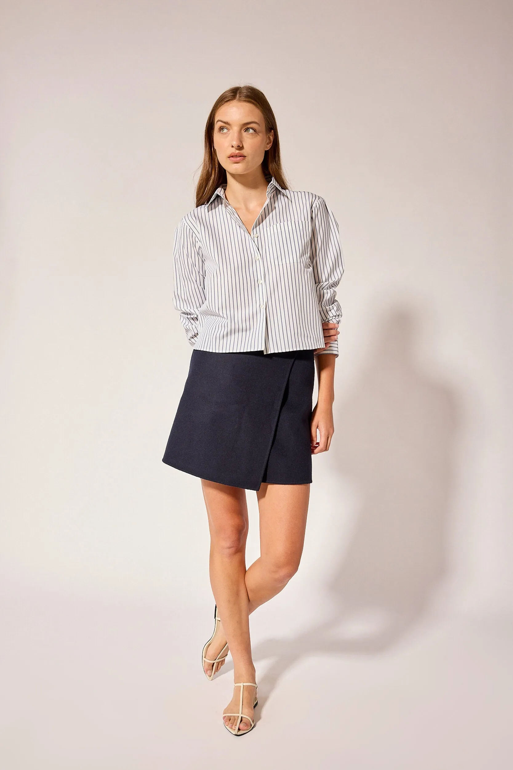 T.Line Coco Cropped Shirt | Navy Triple Stripe sold by Naghedi product image thumbnail 2