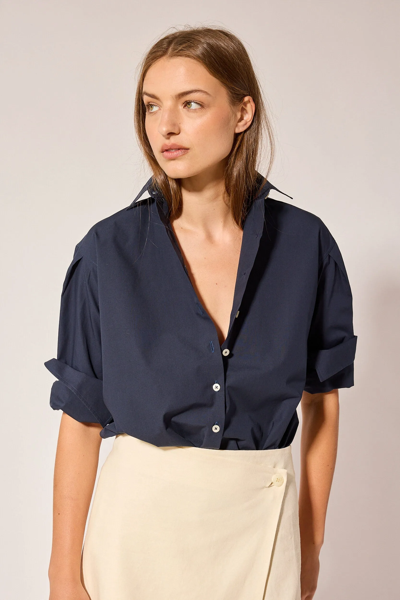 T.Line Isabel Shirt | Navy Poplin sold by Naghedi product image thumbnail 3