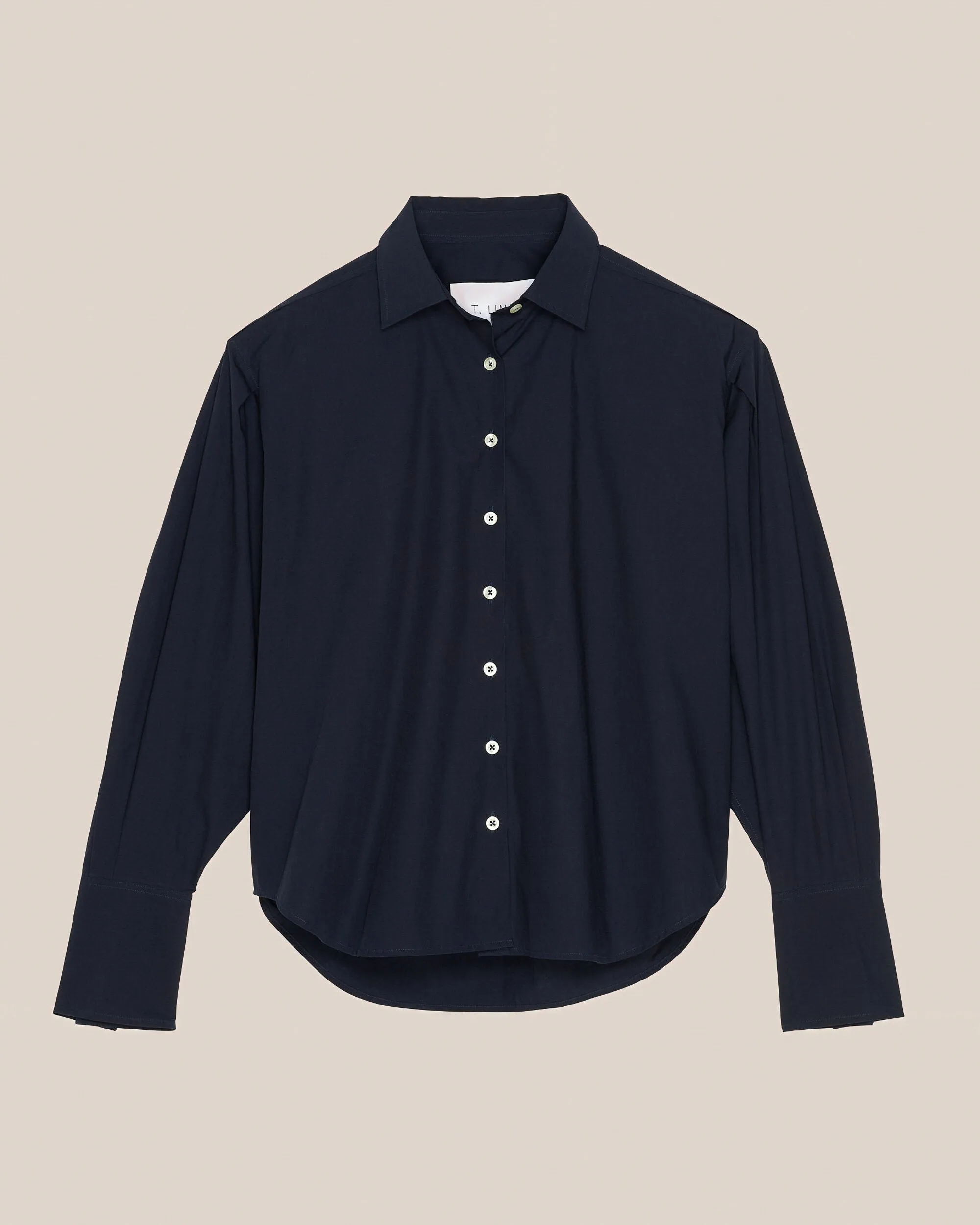 T.Line Isabel Shirt | Navy Poplin sold by Naghedi