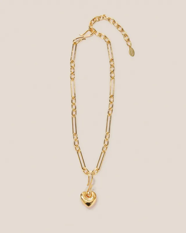 Lizzie Fortunato Golden Love Charm on Venice Chain sold by Naghedi
