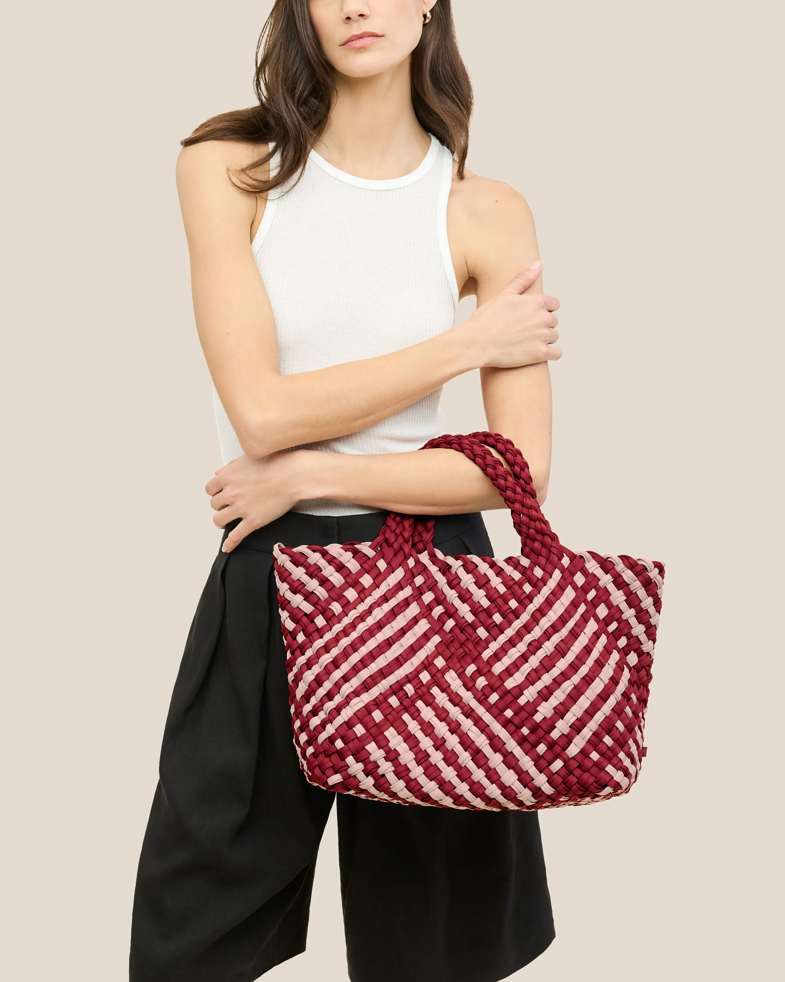 St. Barths Medium Tote Double Weave | Lychee sold by Naghedi product image thumbnail 5