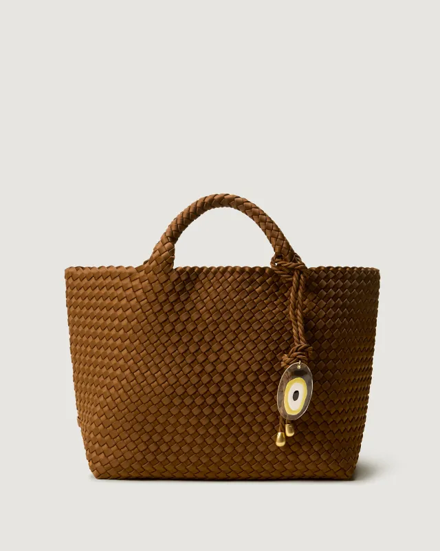 St. Barths Medium Tote with Evil Eye Charm | Teak sold by Naghedi