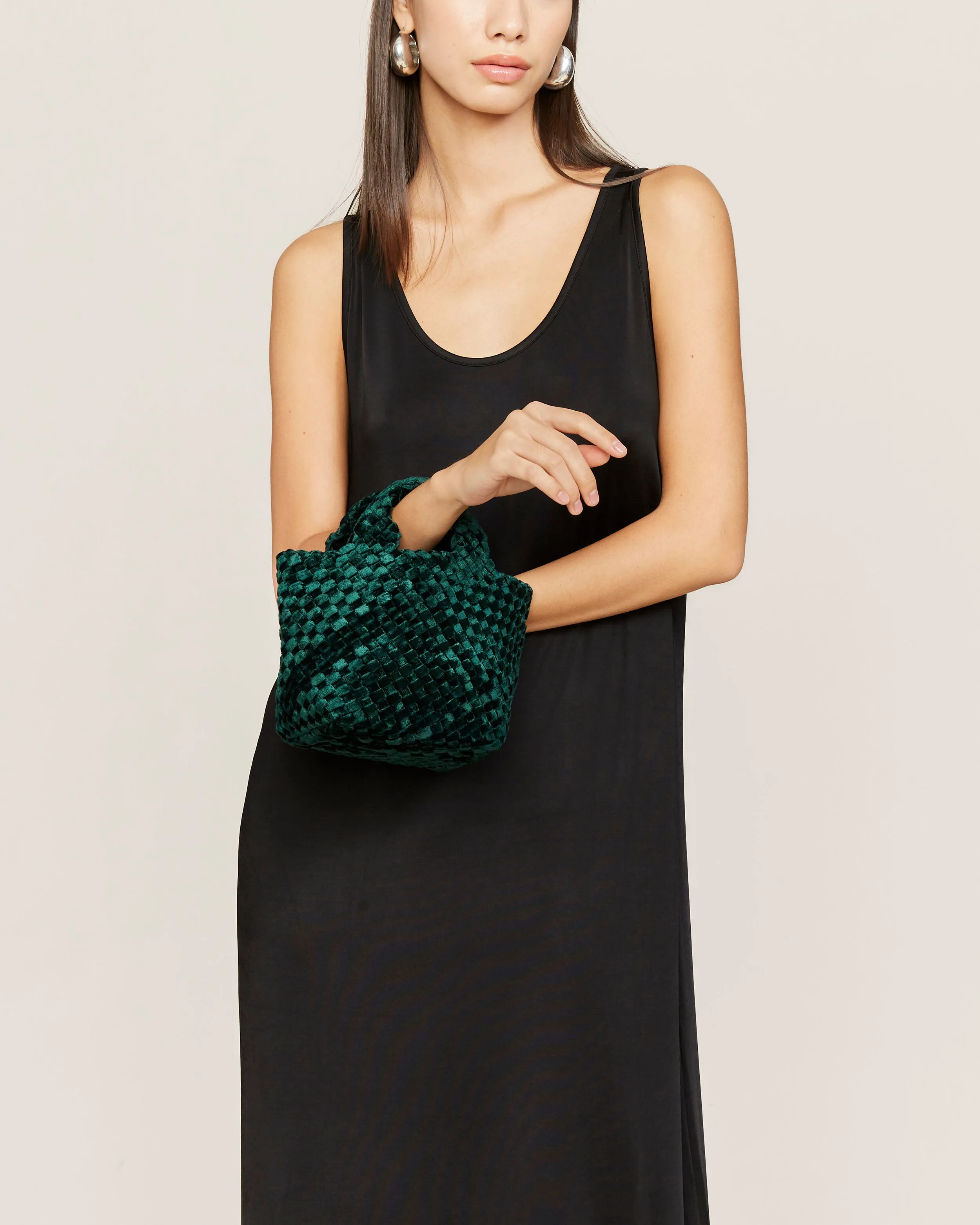 St. Barths Petit Tote Velvet | Emerald sold by Naghedi product image thumbnail 5