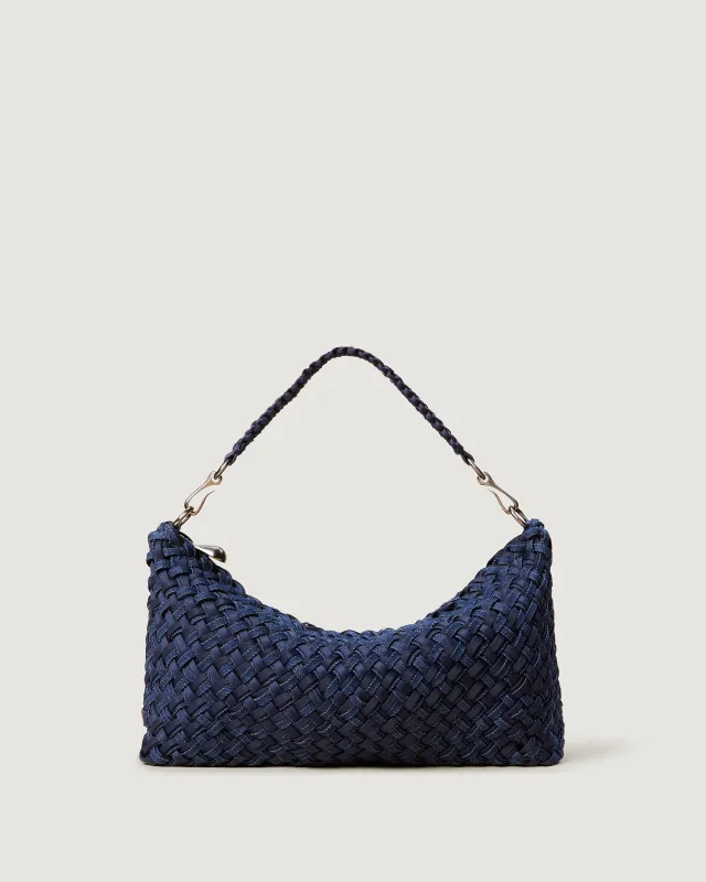 Porto Small Half-Moon Bag Double Weave Denim | Indigo made by Naghedi