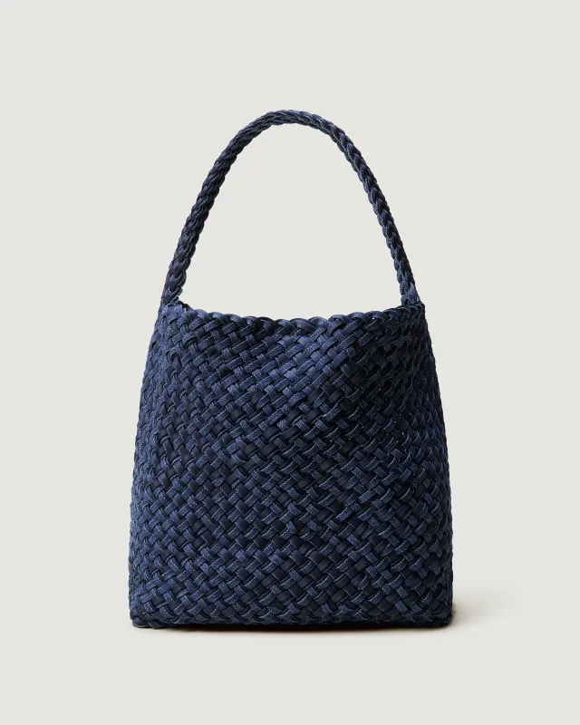 Nomad Medium Hobo Double Weave Denim | Indigo sold by Naghedi