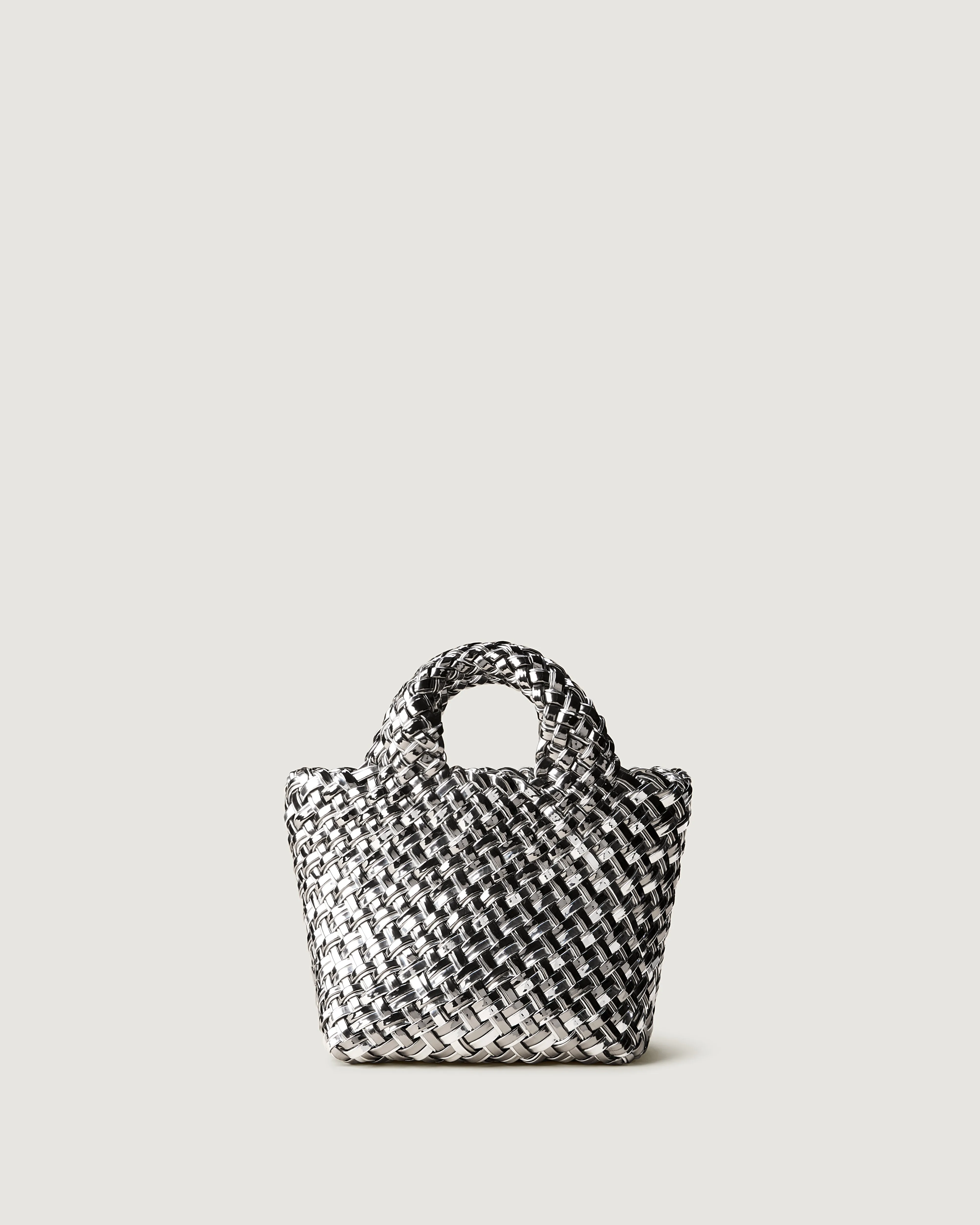 St. Barths Petit Tote Double Weave Metallic | Pewter sold by Naghedi