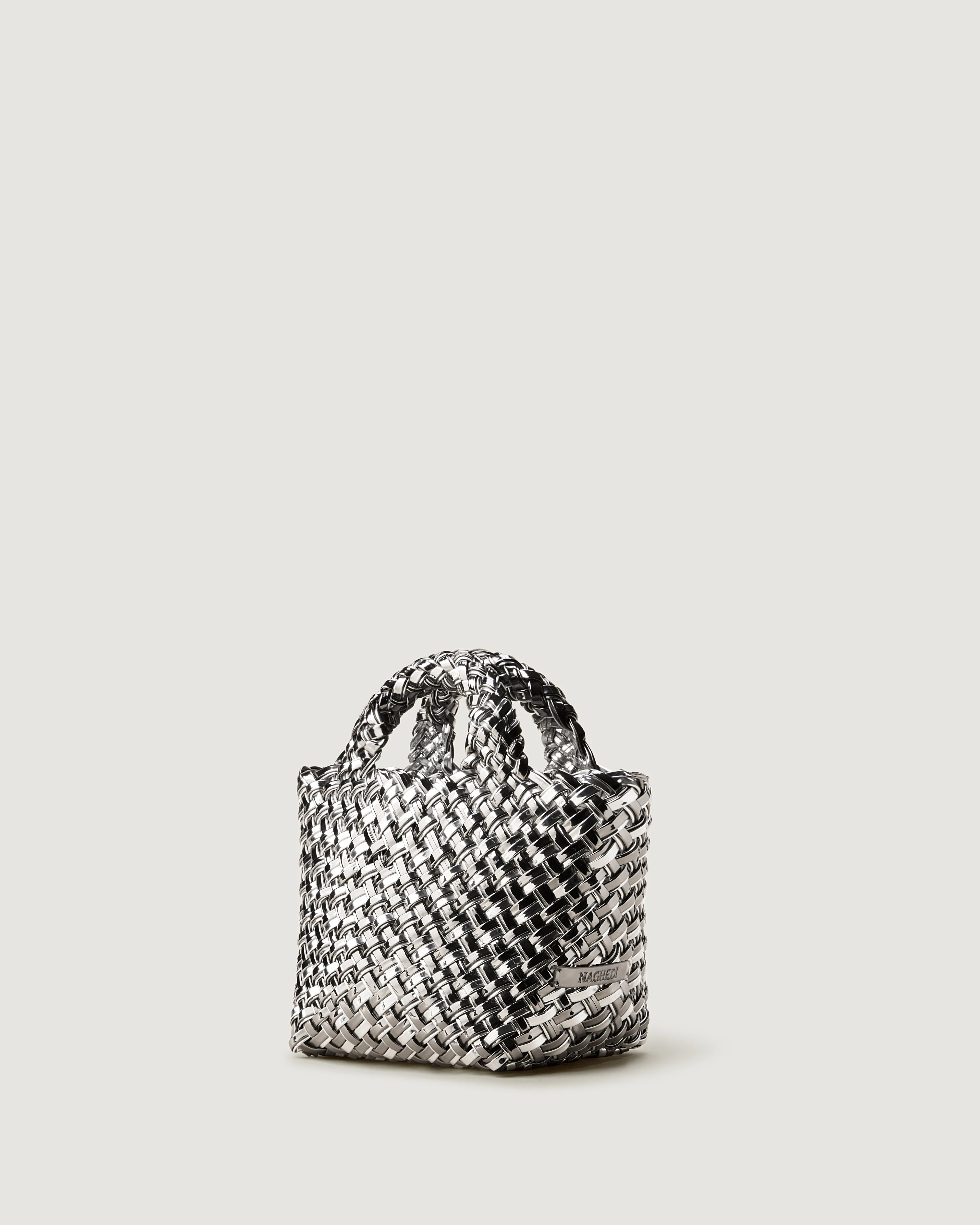 St. Barths Petit Tote Double Weave Metallic | Pewter sold by Naghedi product image thumbnail 4