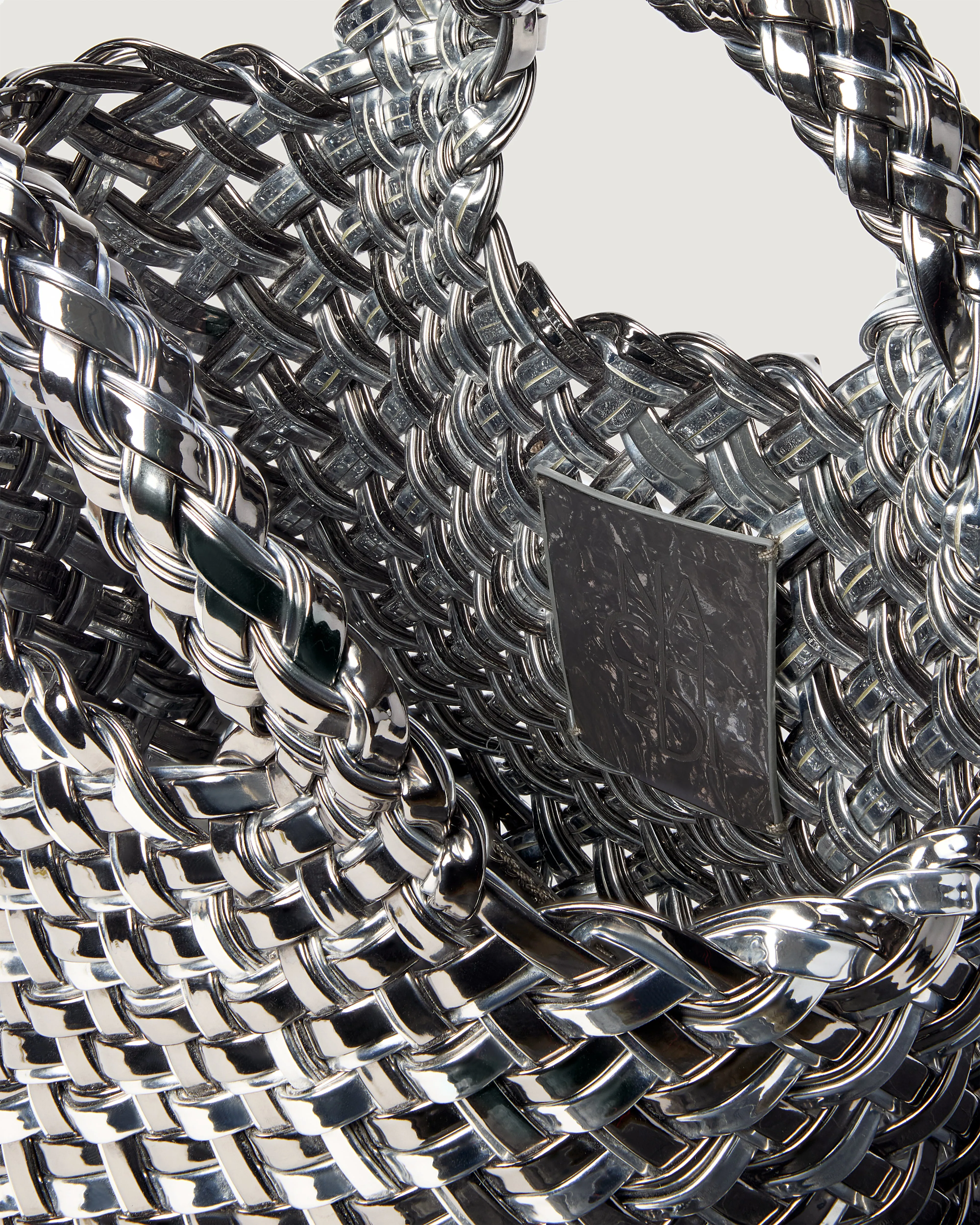 St. Barths Petit Tote Double Weave Metallic | Pewter sold by Naghedi product image thumbnail 2
