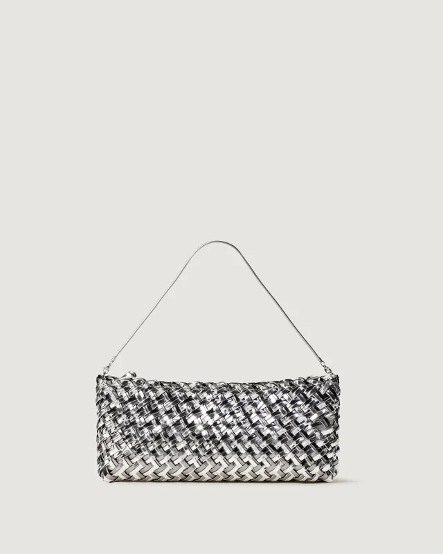 Gala Clutch Double Weave Metallic | Pewter made by Naghedi