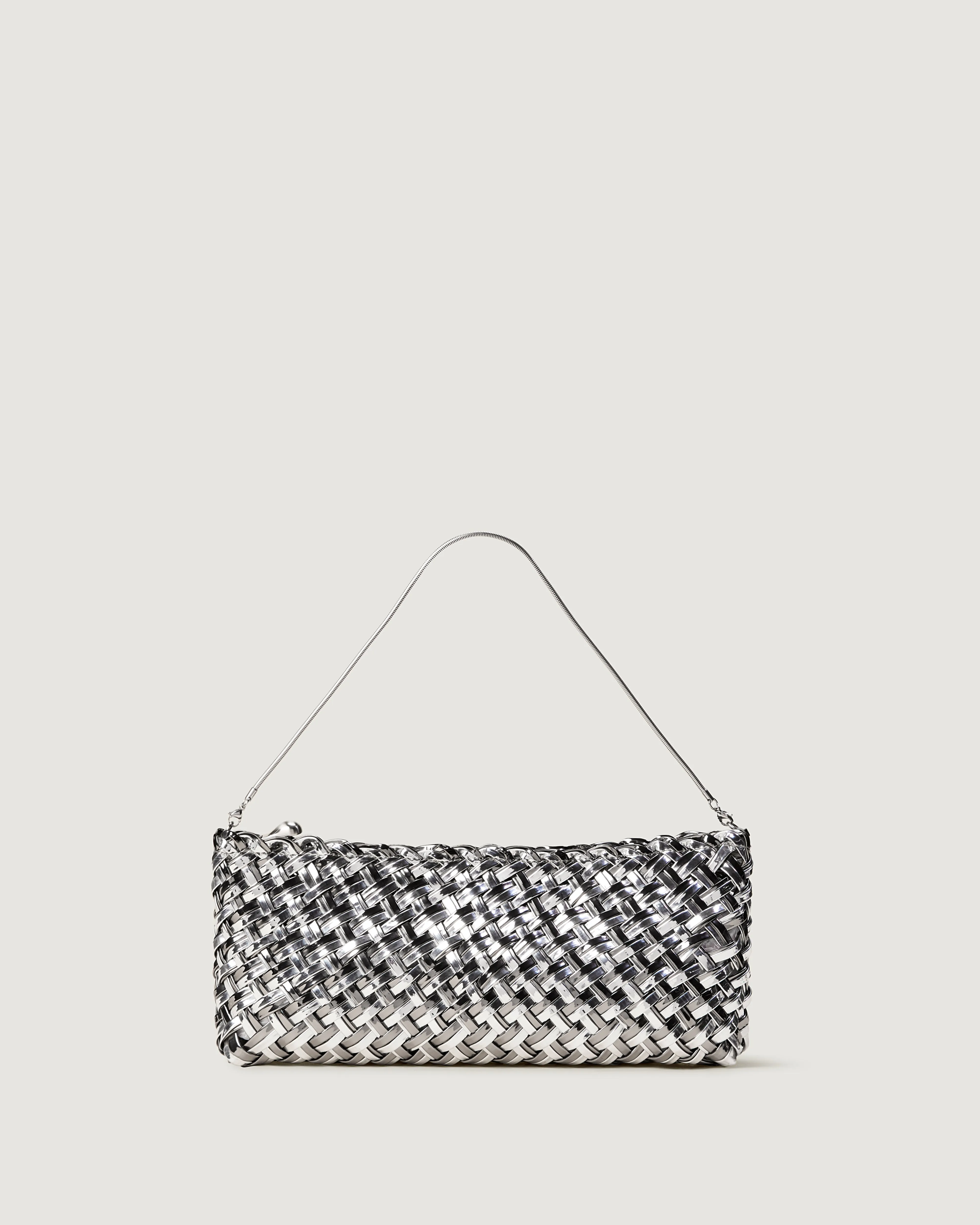 Gala Clutch Double Weave Metallic | Pewter sold by Naghedi