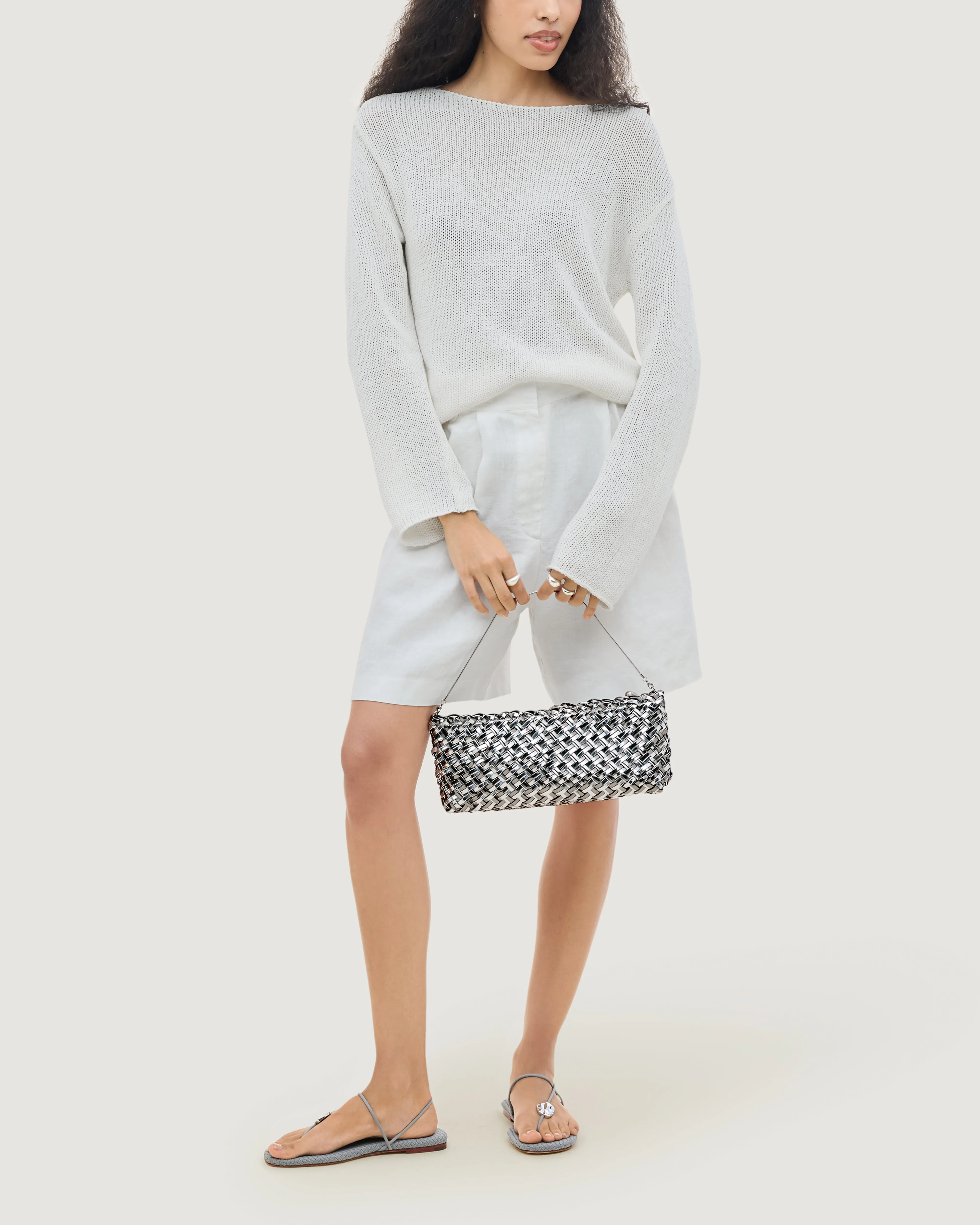 Gala Clutch Double Weave Metallic | Pewter sold by Naghedi product image thumbnail 5