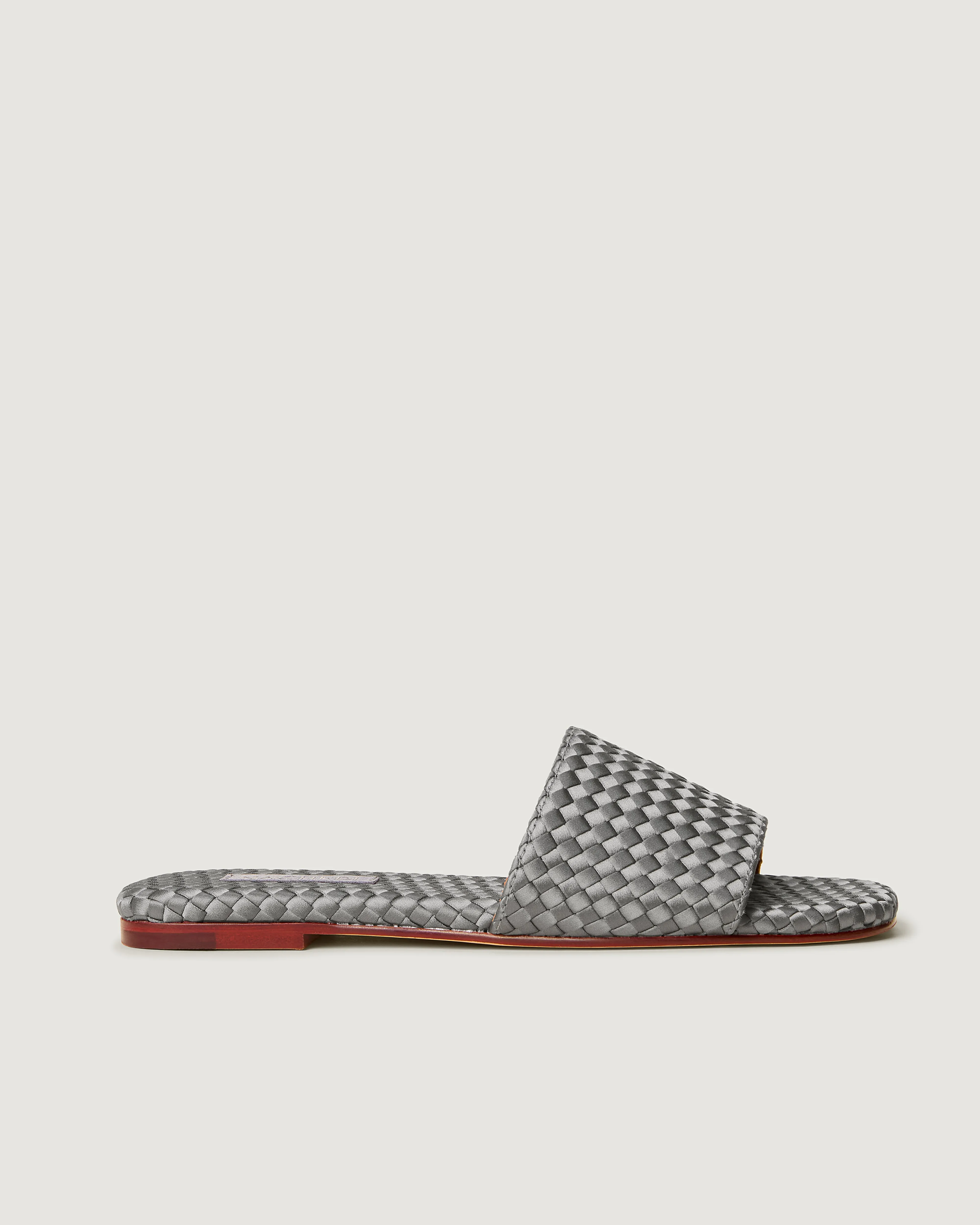 St. Barths Slide Satin | Graphite sold by Naghedi