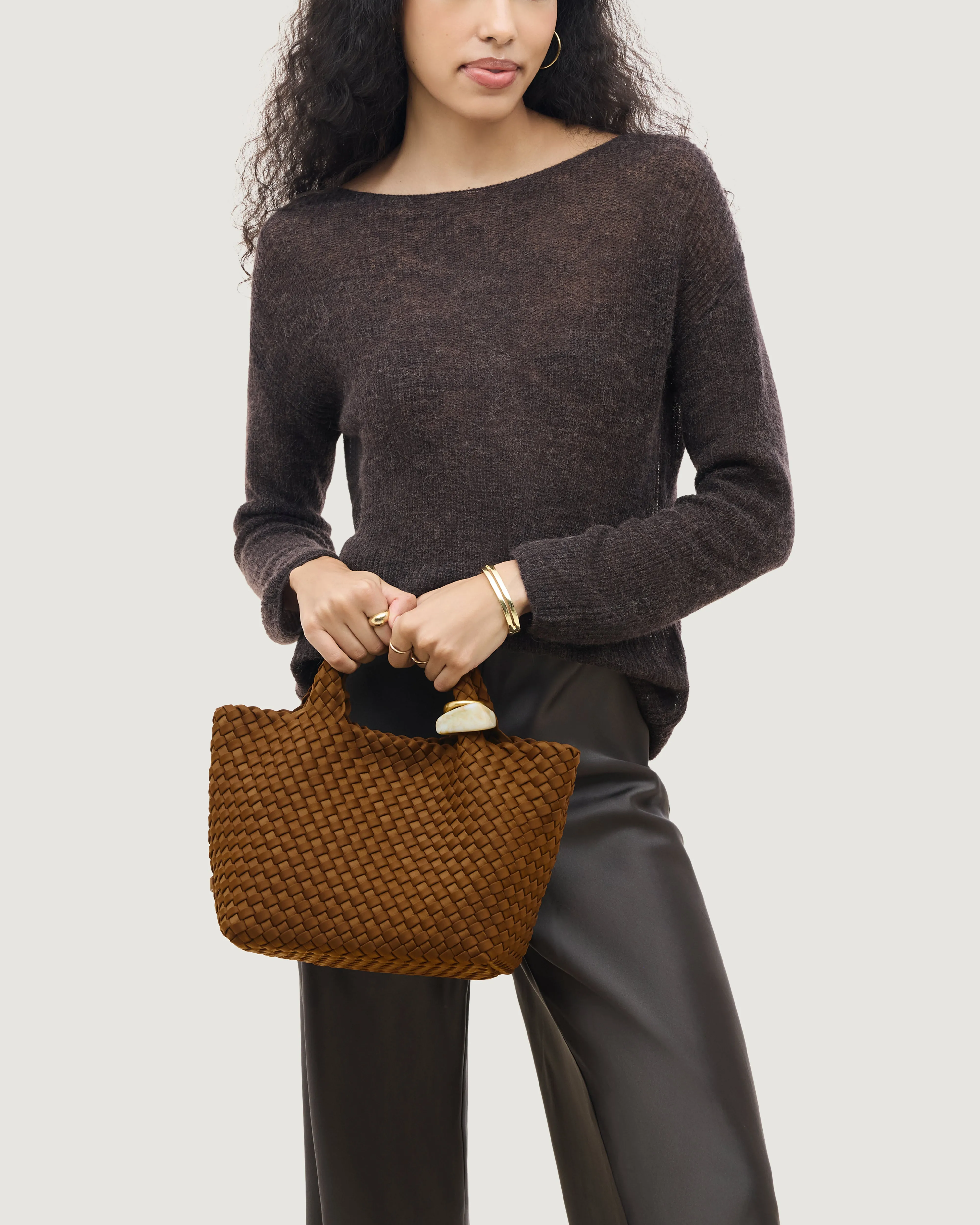 St. Barths Small Tote Beads | Teak sold by Naghedi product image thumbnail 5