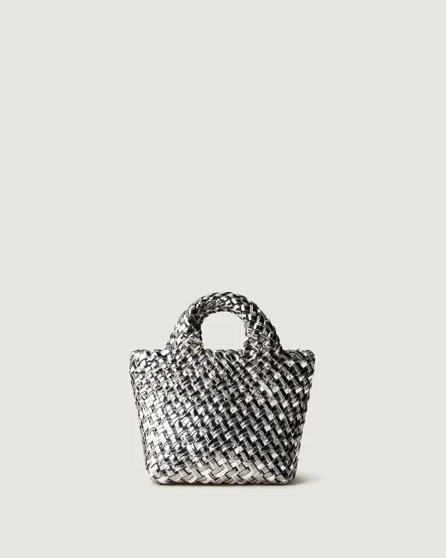 St. Barths Petit Tote Double Weave Metallic | Pewter made by Naghedi