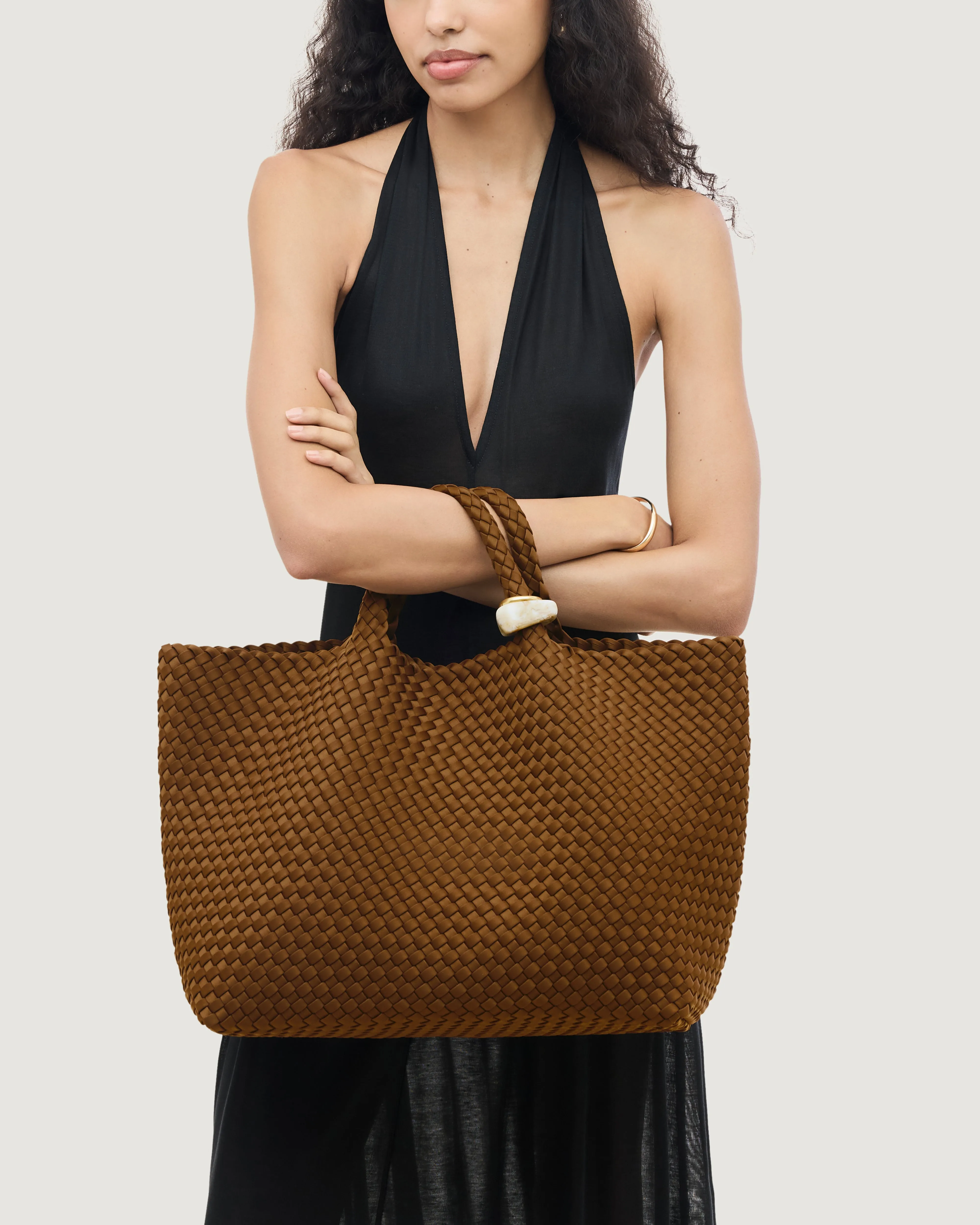 St. Barths Large Tote Beads | Teak sold by Naghedi product image thumbnail 5