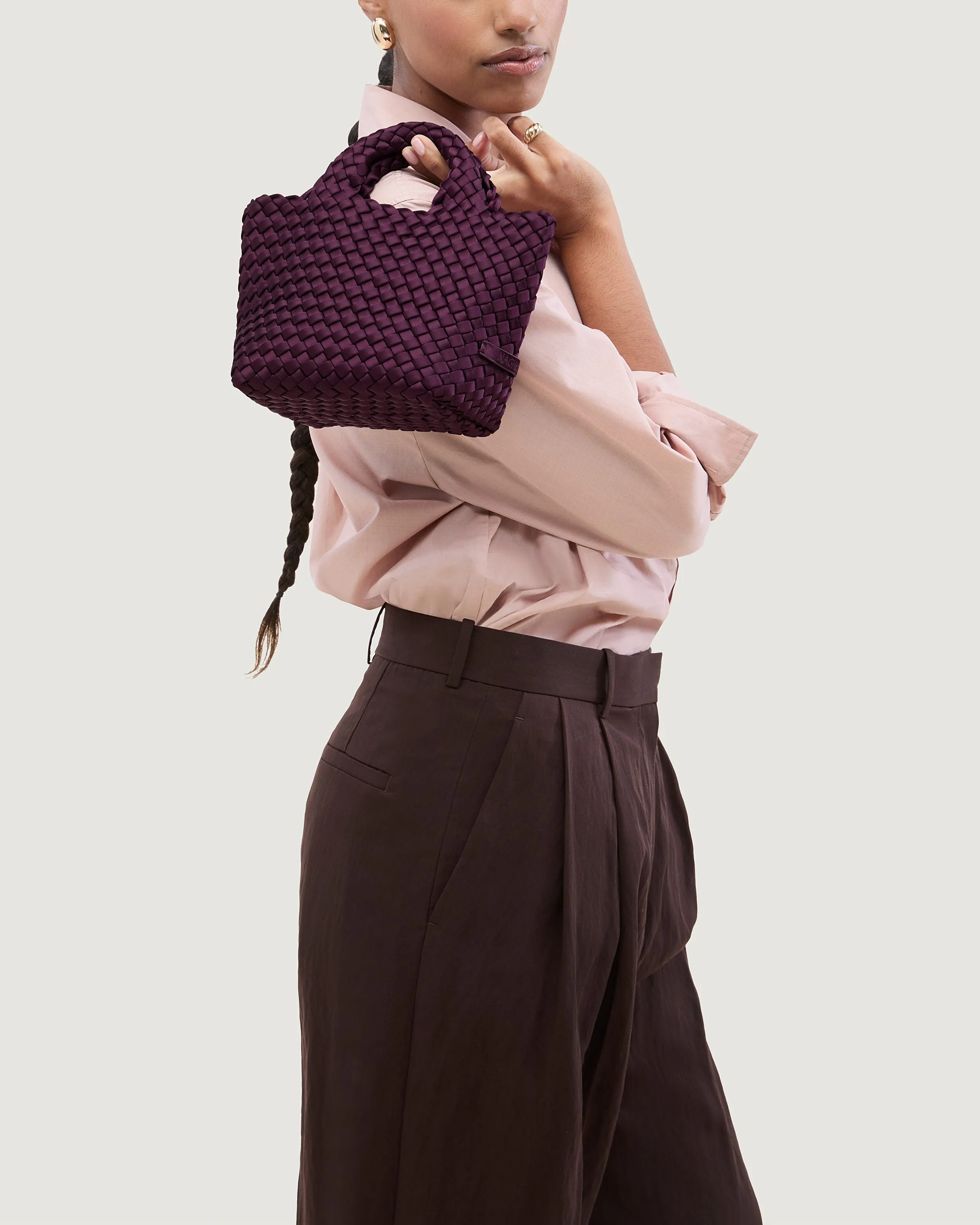St. Barths Petit Tote Satin | Currant sold by Naghedi product image thumbnail 5