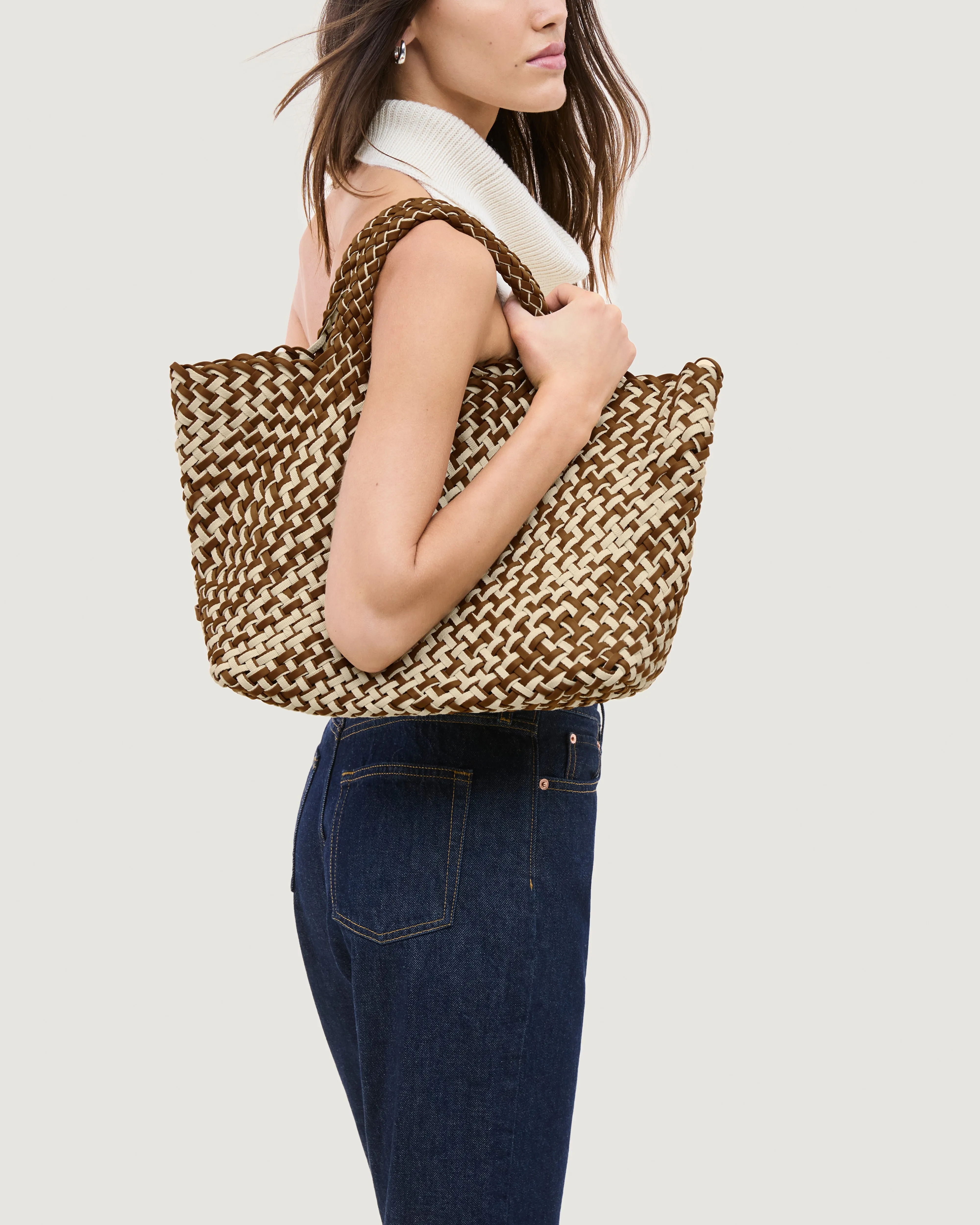 St. Barths Medium Tote Double Weave | Carmel sold by Naghedi product image thumbnail 5