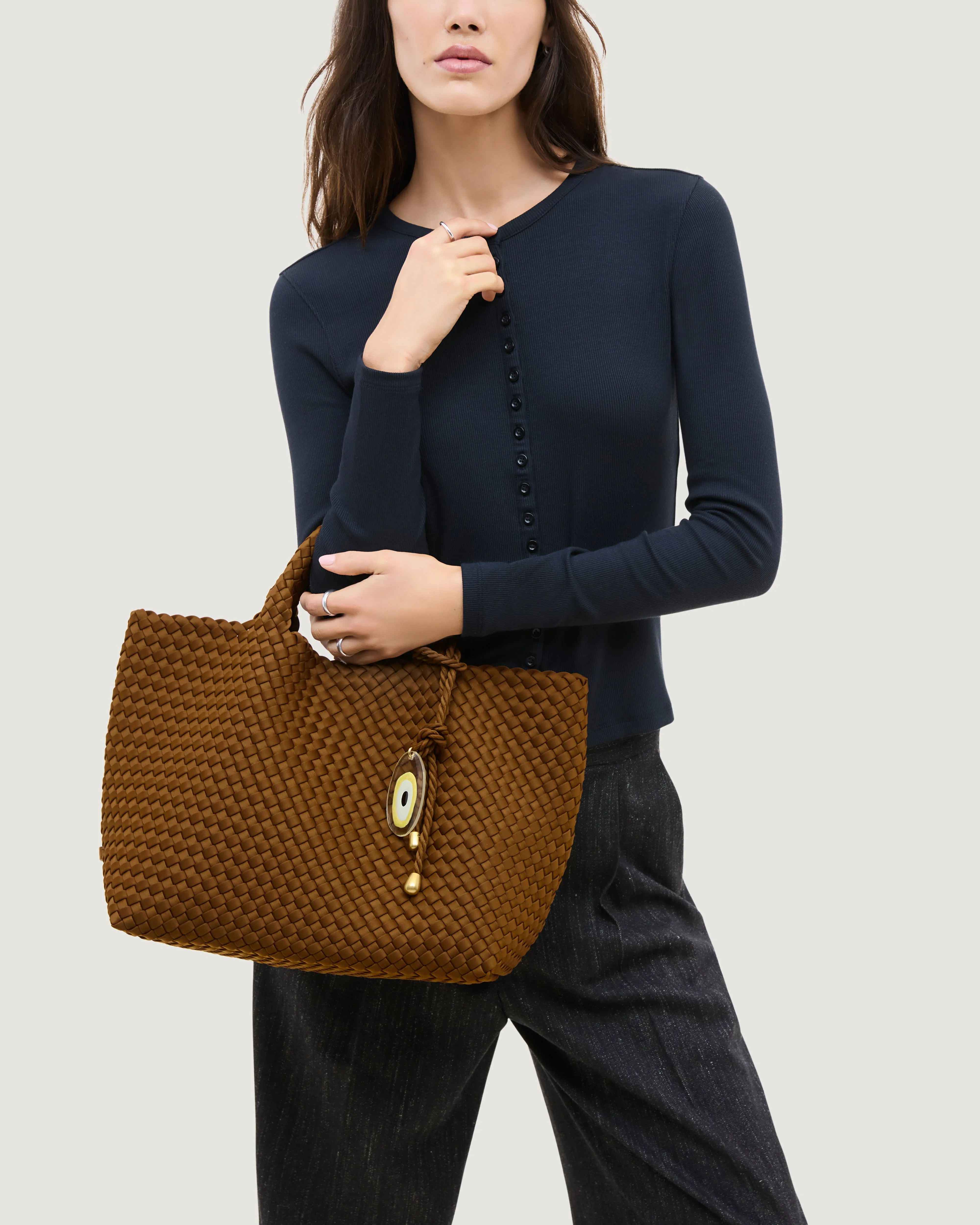 St. Barths Medium Tote (Original with Evil Eye Charm | Teak sold by Naghedi product image thumbnail 5