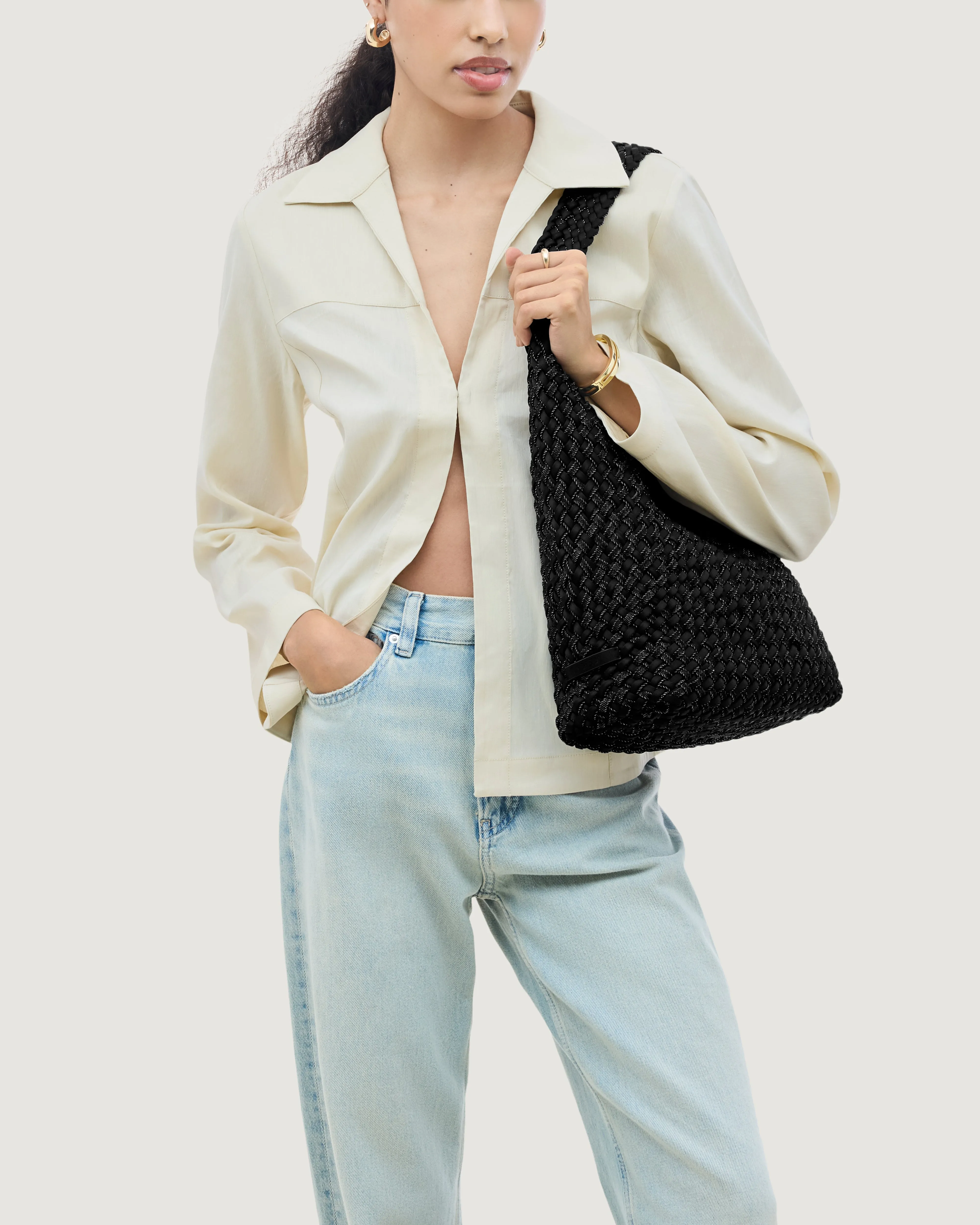 Nomad Medium Hobo Double Weave | Jet sold by Naghedi product image thumbnail 5