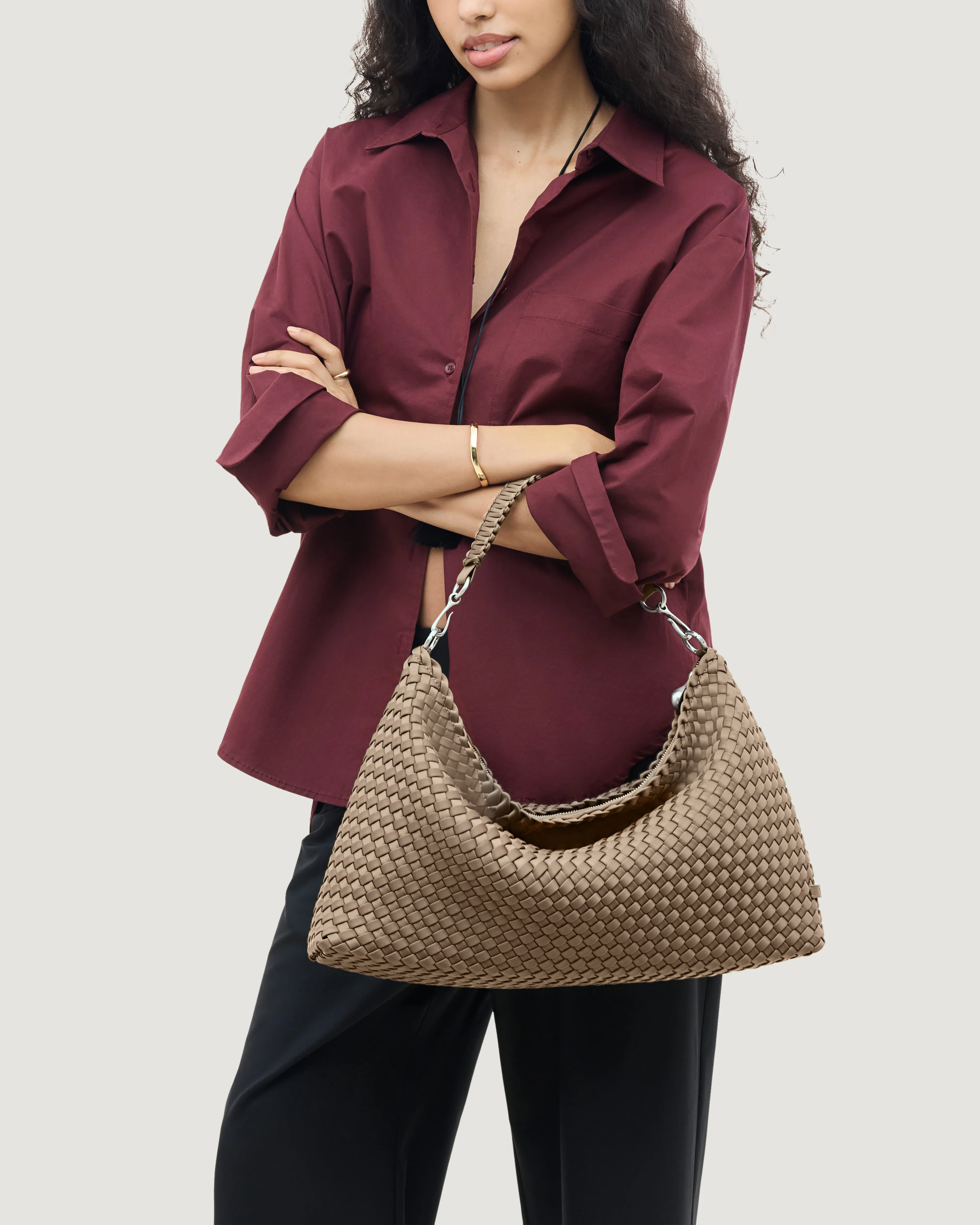 Porto Medium Half-Moon Bag | Cashmere sold by Naghedi product image thumbnail 5