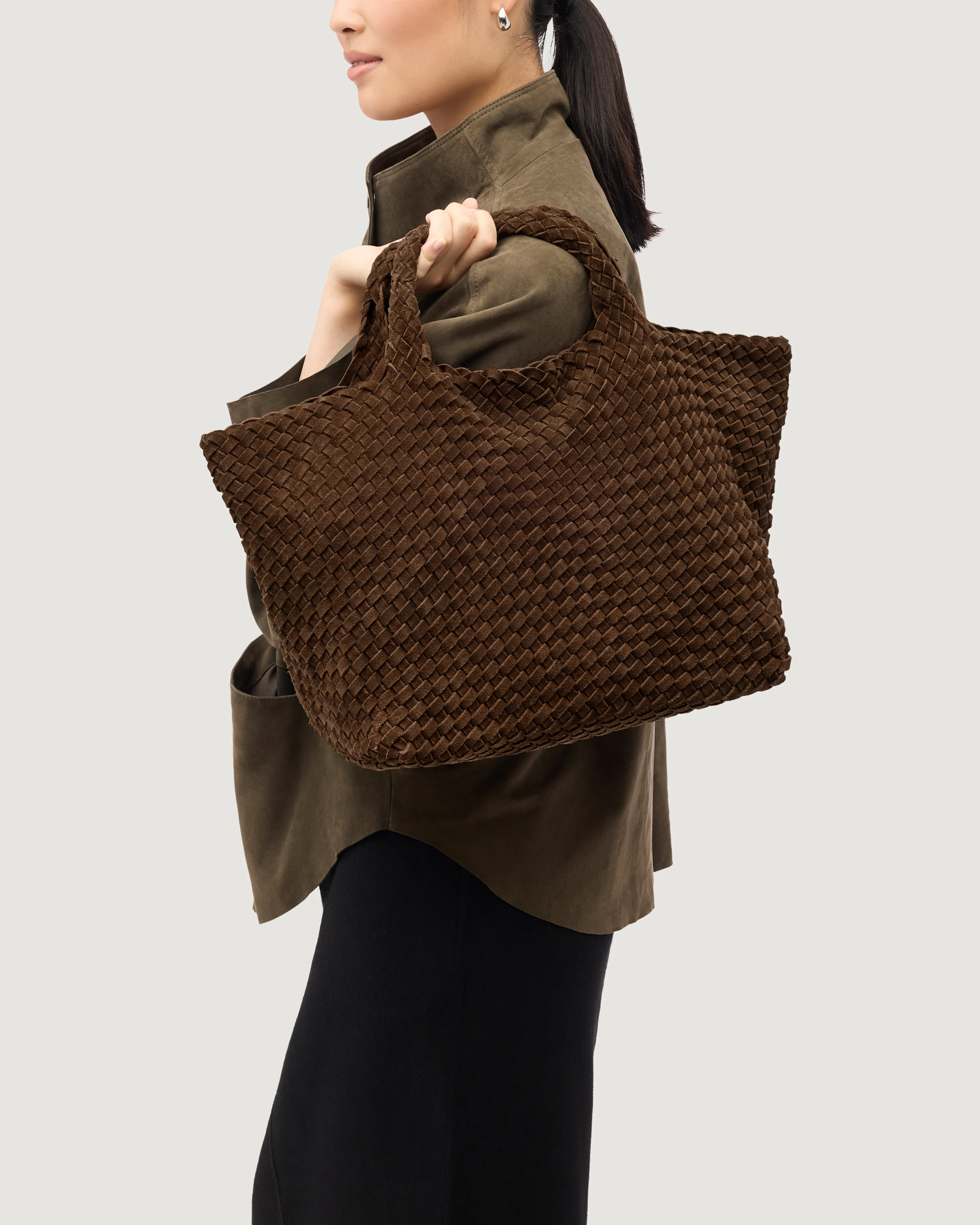 St. Barths Medium Tote Suede | Teak sold by Naghedi product image thumbnail 5