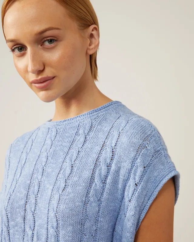 chandail sans manches à maille torsadée en lin et soie ROSA made by NAIF