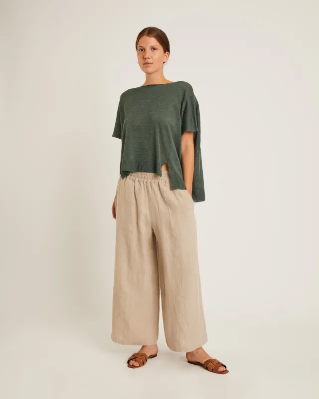 top en tricot de lin à col bateau et coupe carrée KIMMY made by NAIF