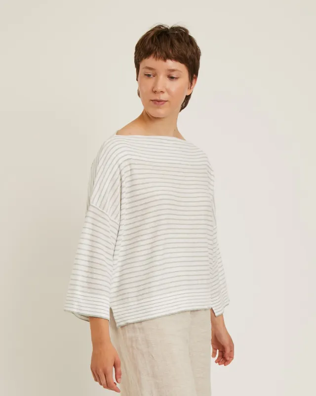 chandail rayé en lin à col bateau BROOKE made by NAIF