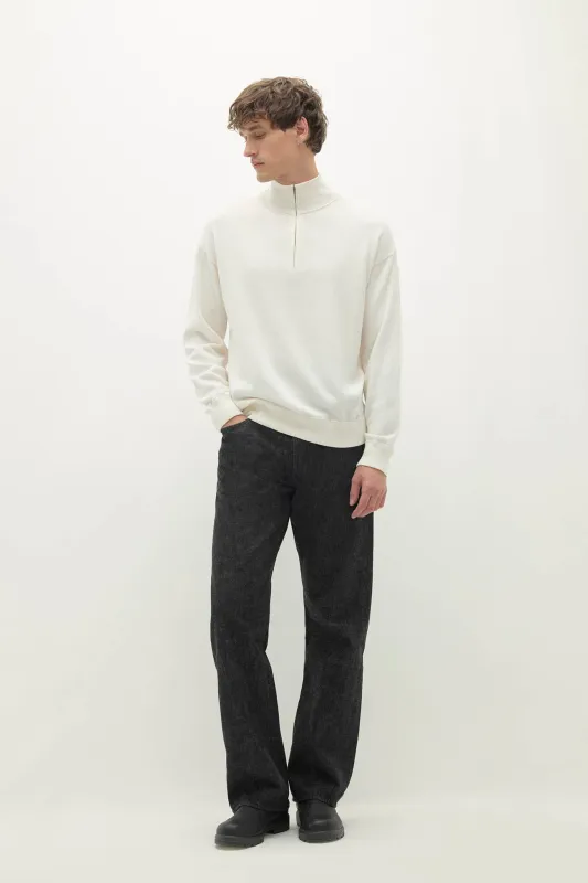 RONAN COTTON CASHMERE HALF-ZIP sold by NakedCashmere