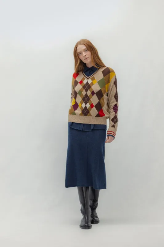 ODDBALL ARGYLE V-NECK sold by NakedCashmere