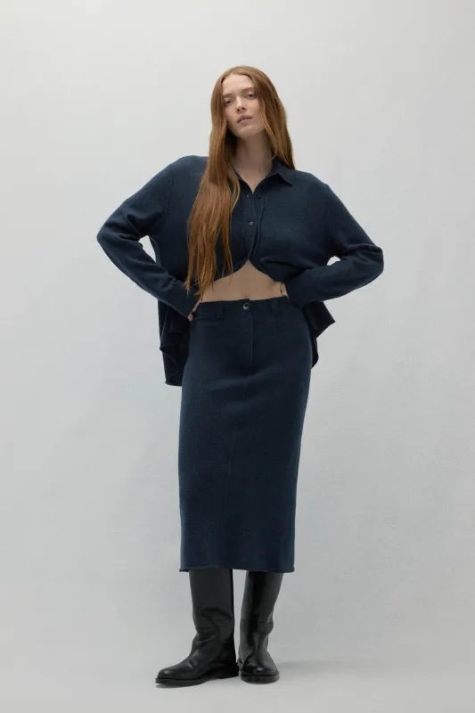 VENICE DENIM CASHMERE MIDI SKIRT sold by NakedCashmere