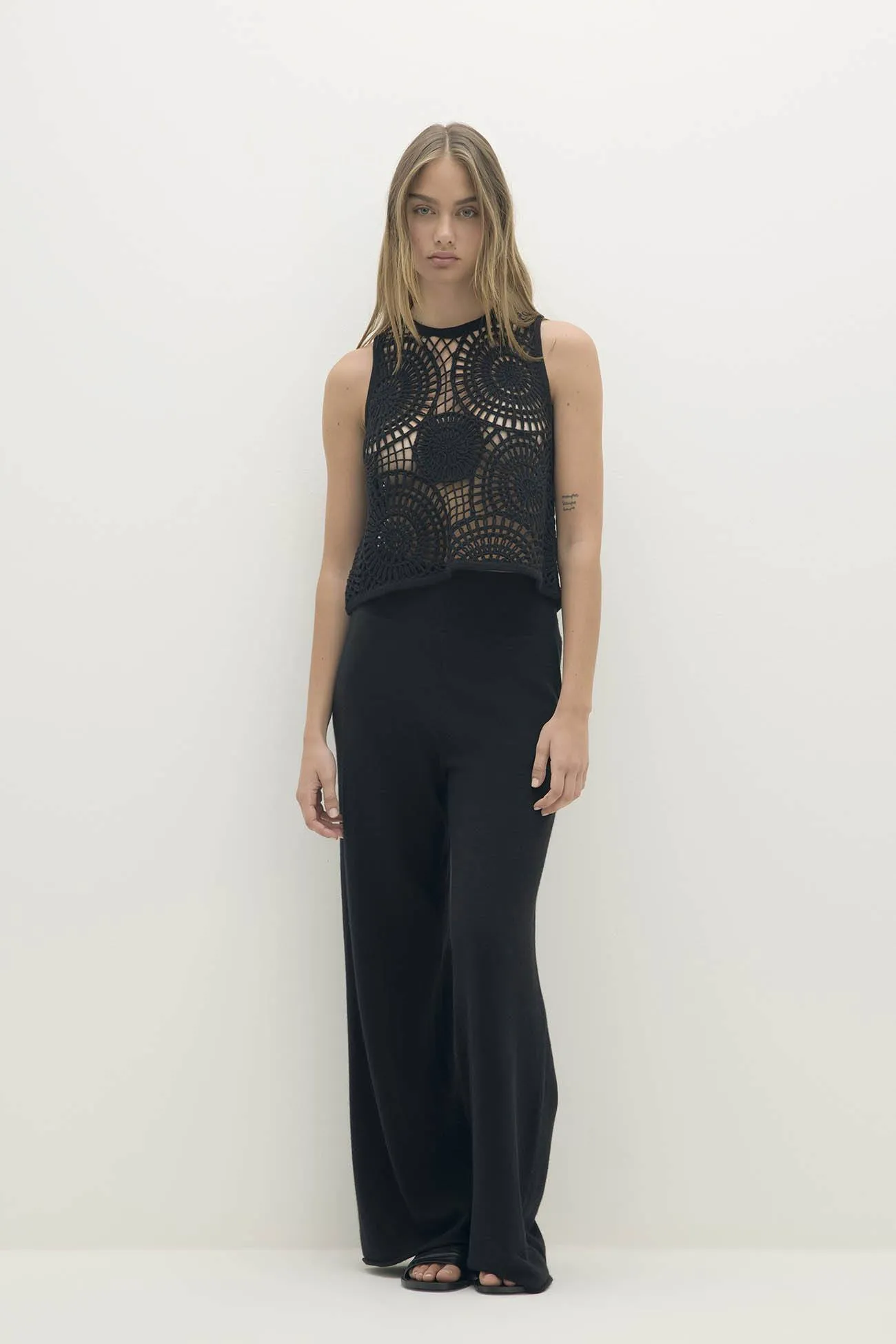 VIVIANA CROCHET CASHMERE BLEND TANK sold by NakedCashmere