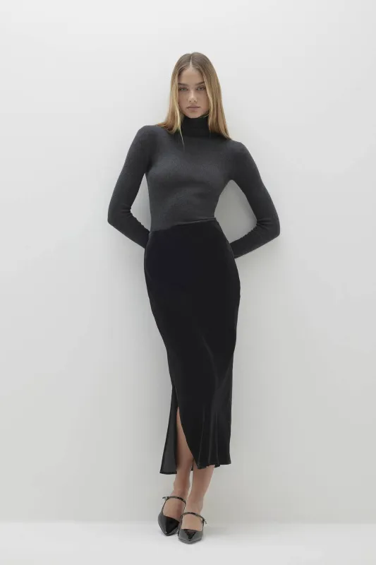 OPHELIA VELVET MIDI SKIRT sold by NakedCashmere