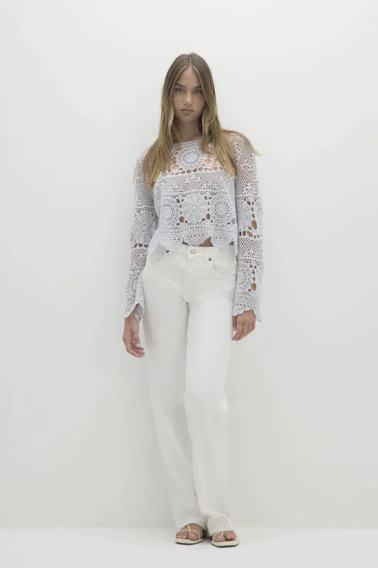 BRIA CROCHET CREWNECK sold by NakedCashmere