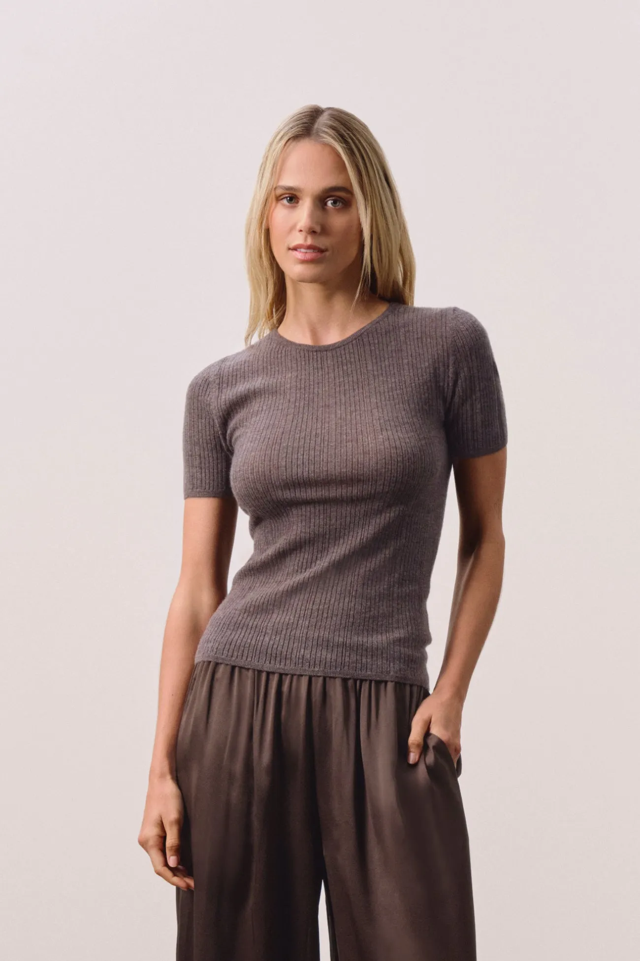 ETTA TRELLIS CASHMERE TEE sold by NakedCashmere product image thumbnail 2