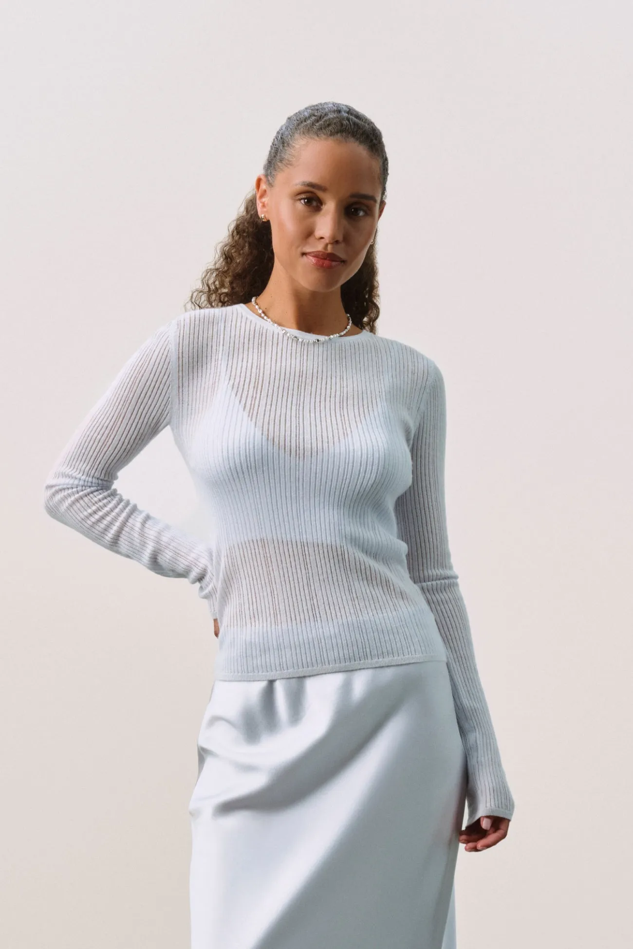 MABLE TRELLIS LONG SLEEVE CASHMERE TEE sold by NakedCashmere product image thumbnail 2